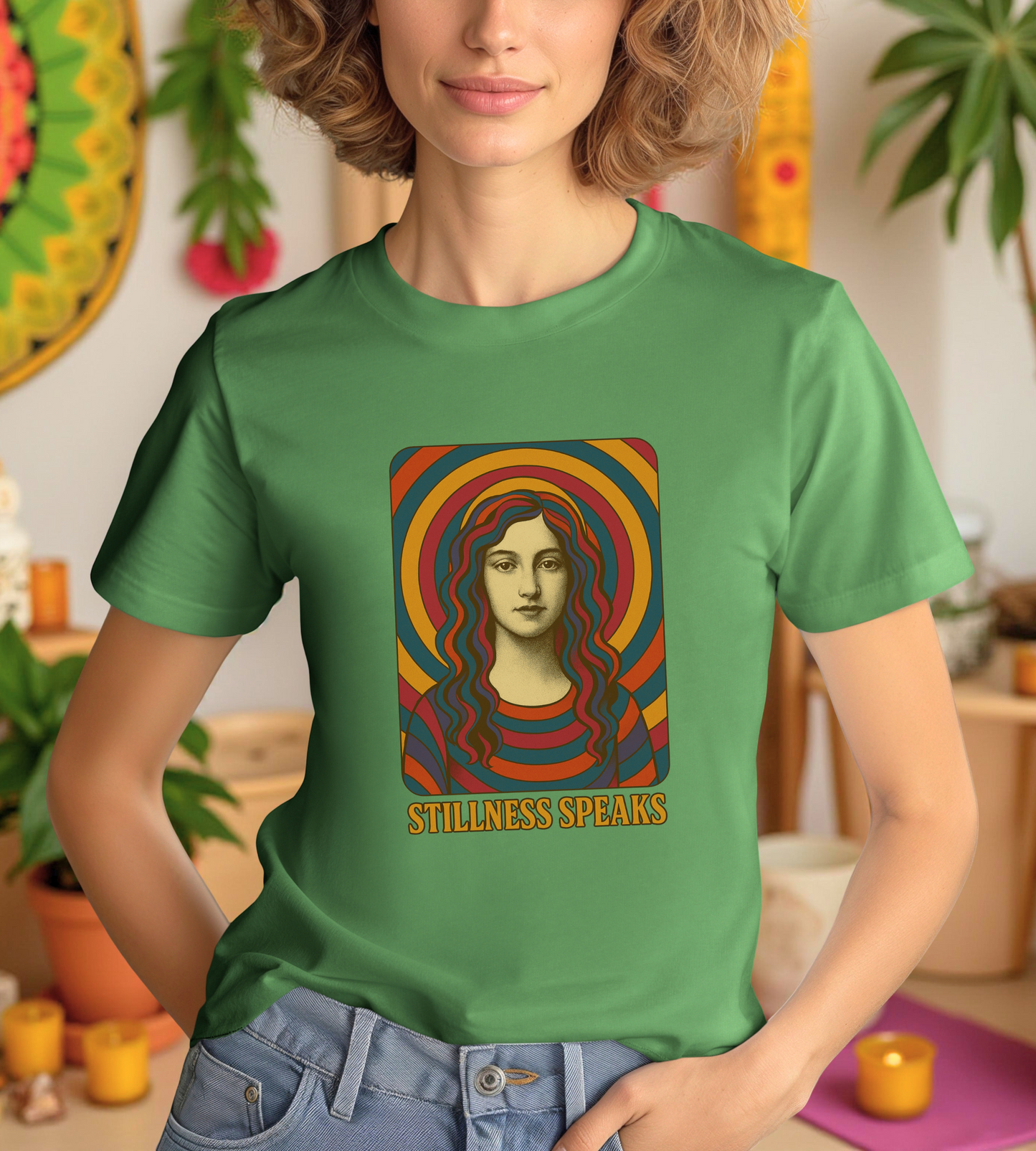Stillness Speaks Unisex Heavy Cotton Tee, Psychedelic Retro Graphic Shirt, Spiritual Boho Aesthetic Top, Vintage 70s Trippy Tshirt,