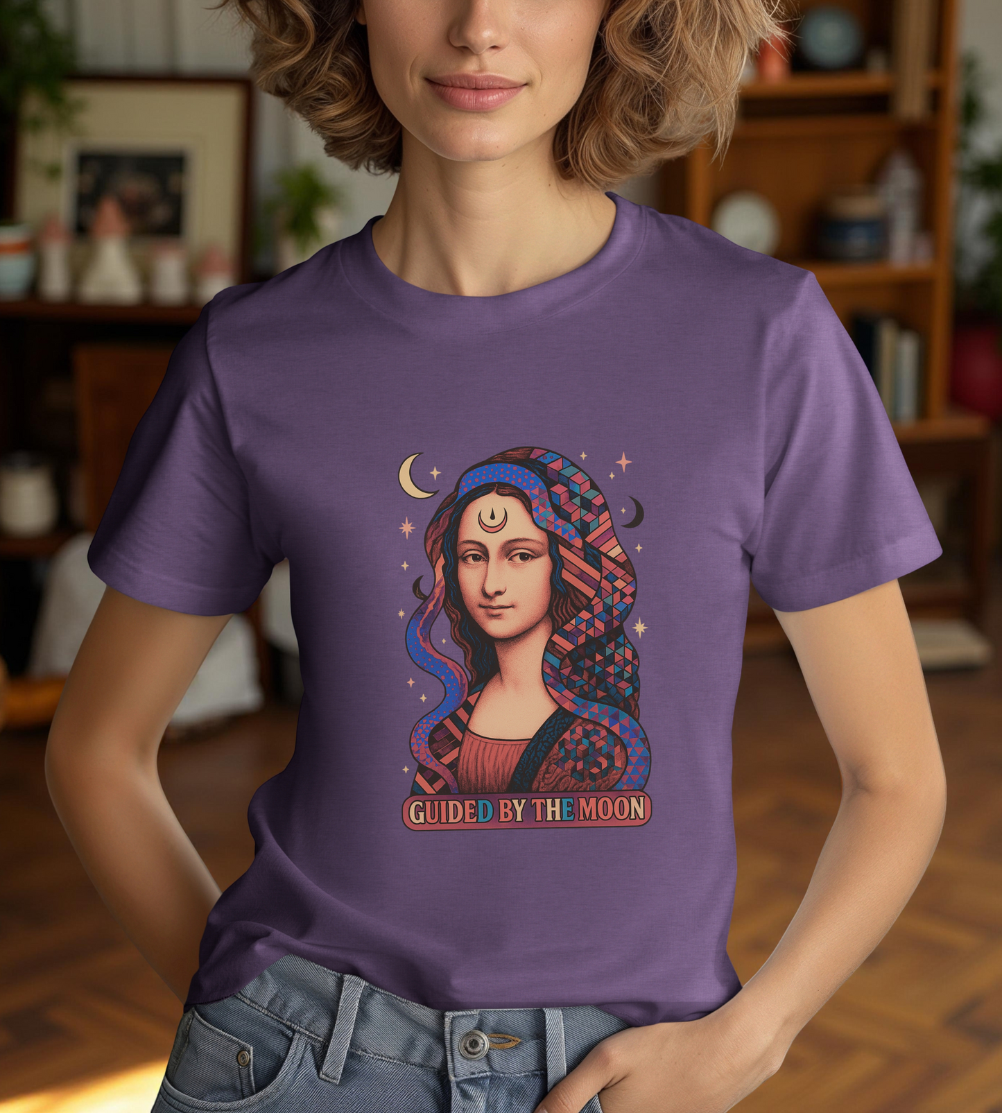 Moon Phase Unisex Tee, Celestial Graphic T-Shirt, Retro Geometric Spiritual Top, Astrology Gift, Mystical Moon Shirt, Boho Tee, Lunar Cycle