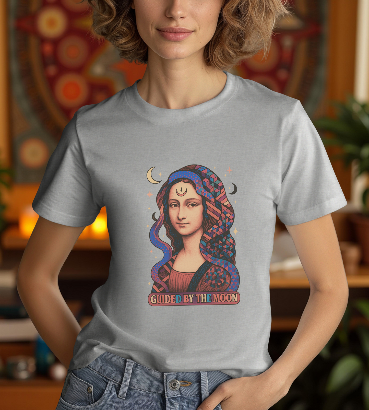 Moon Phase Unisex Tee, Celestial Graphic T-Shirt, Retro Geometric Spiritual Top, Astrology Gift, Mystical Moon Shirt, Boho Tee, Lunar Cycle