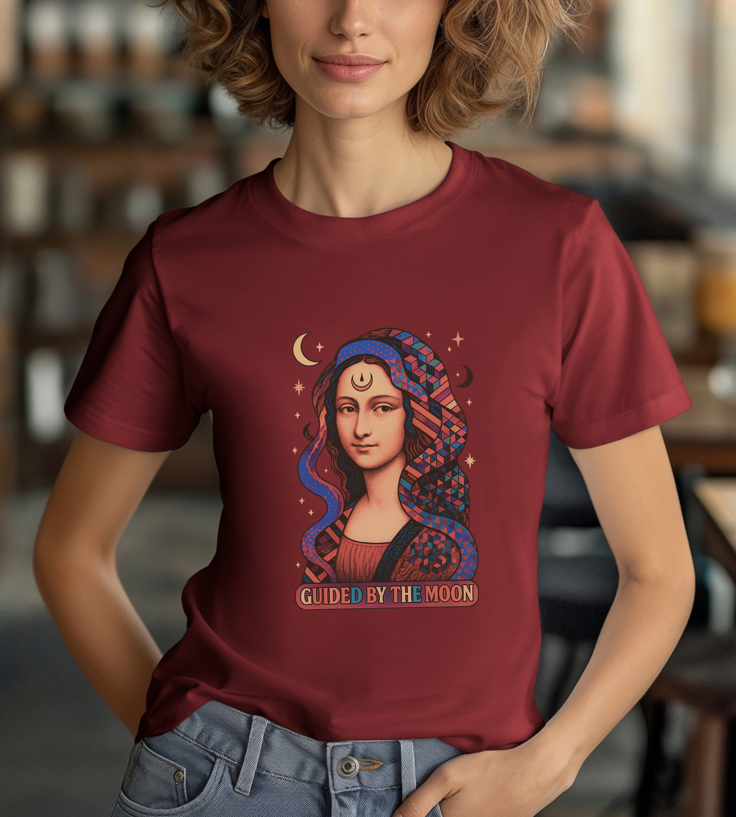 Moon Phase Unisex Tee, Celestial Graphic T-Shirt, Retro Geometric Spiritual Top, Astrology Gift, Mystical Moon Shirt, Boho Tee, Lunar Cycle