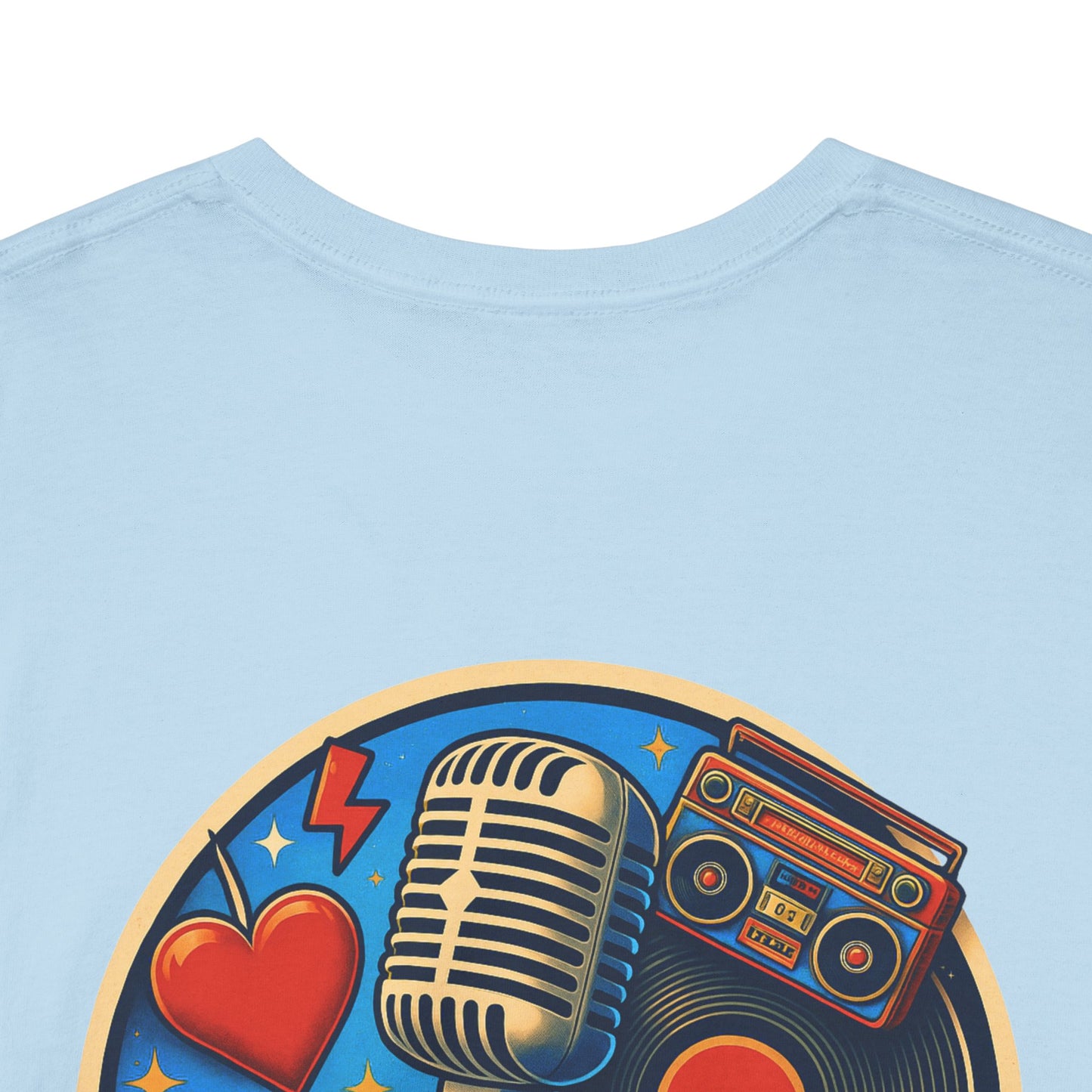 Vintage Retro Music T-Shirt, Rock & Roll Band Shirt, Boombox Guitar Tee, Unisex Heavy Cotton Tee