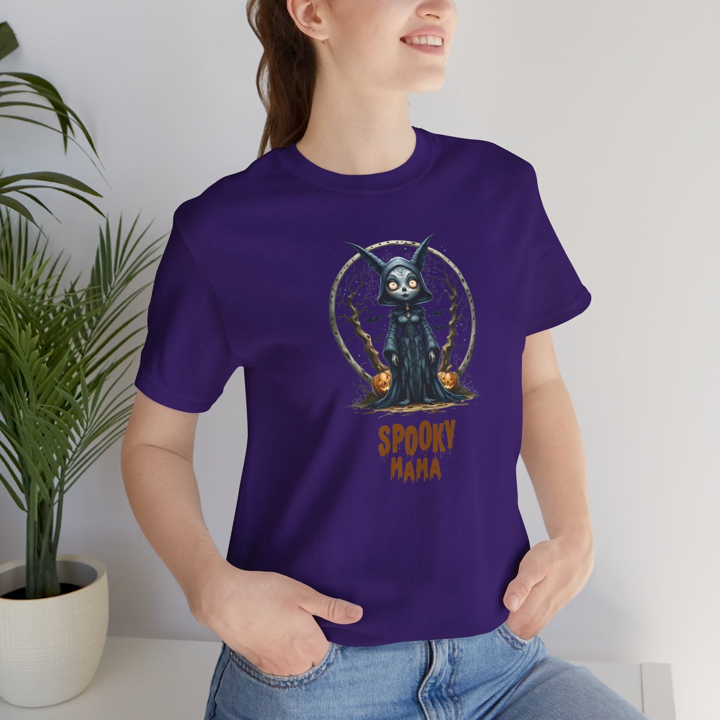 Spooky Mama Halloween Shirt – Gothic Cat Witch Graphic Tee – Bella Canvas 3001 Unisex
