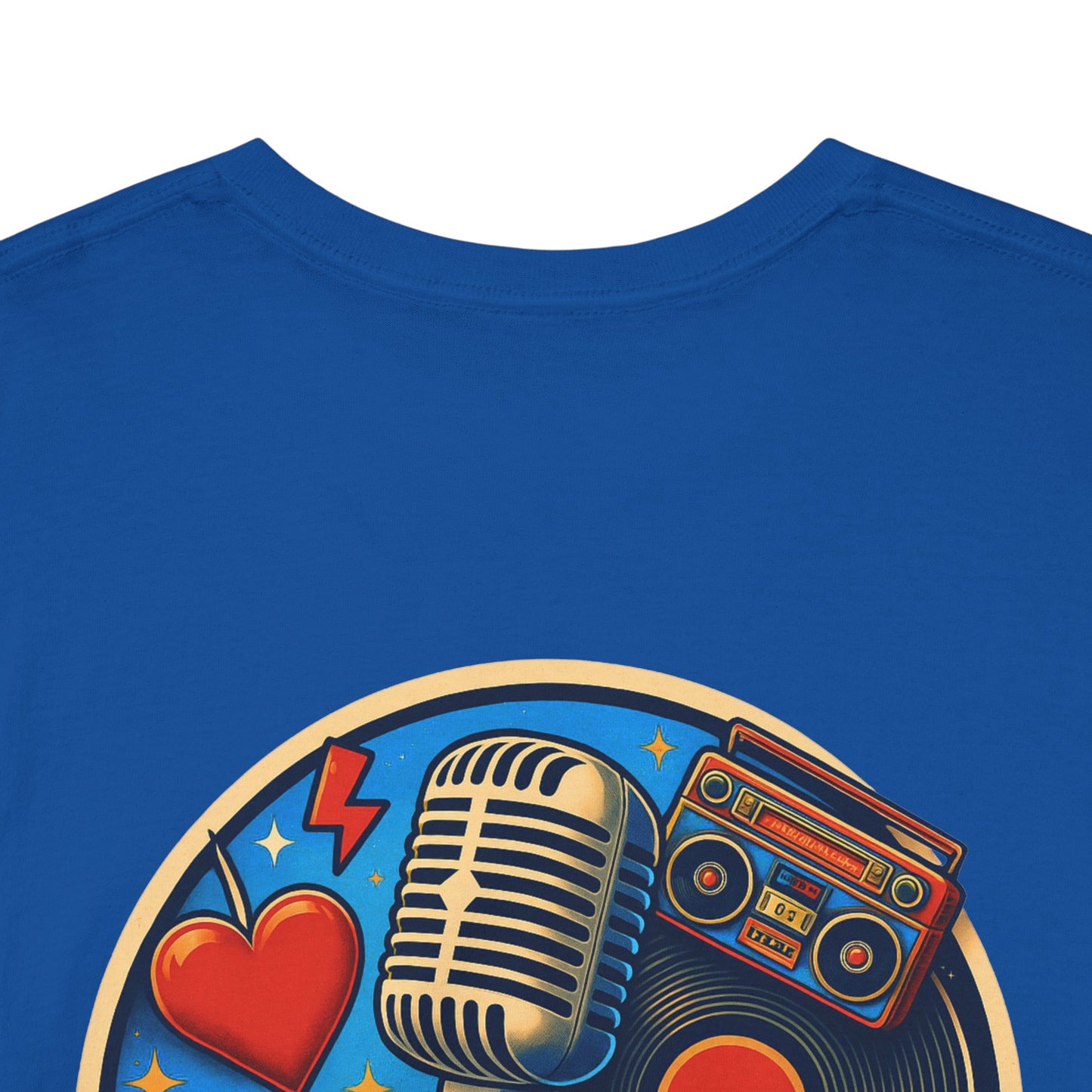 Vintage Retro Music T-Shirt, Rock & Roll Band Shirt, Boombox Guitar Tee, Unisex Heavy Cotton Tee