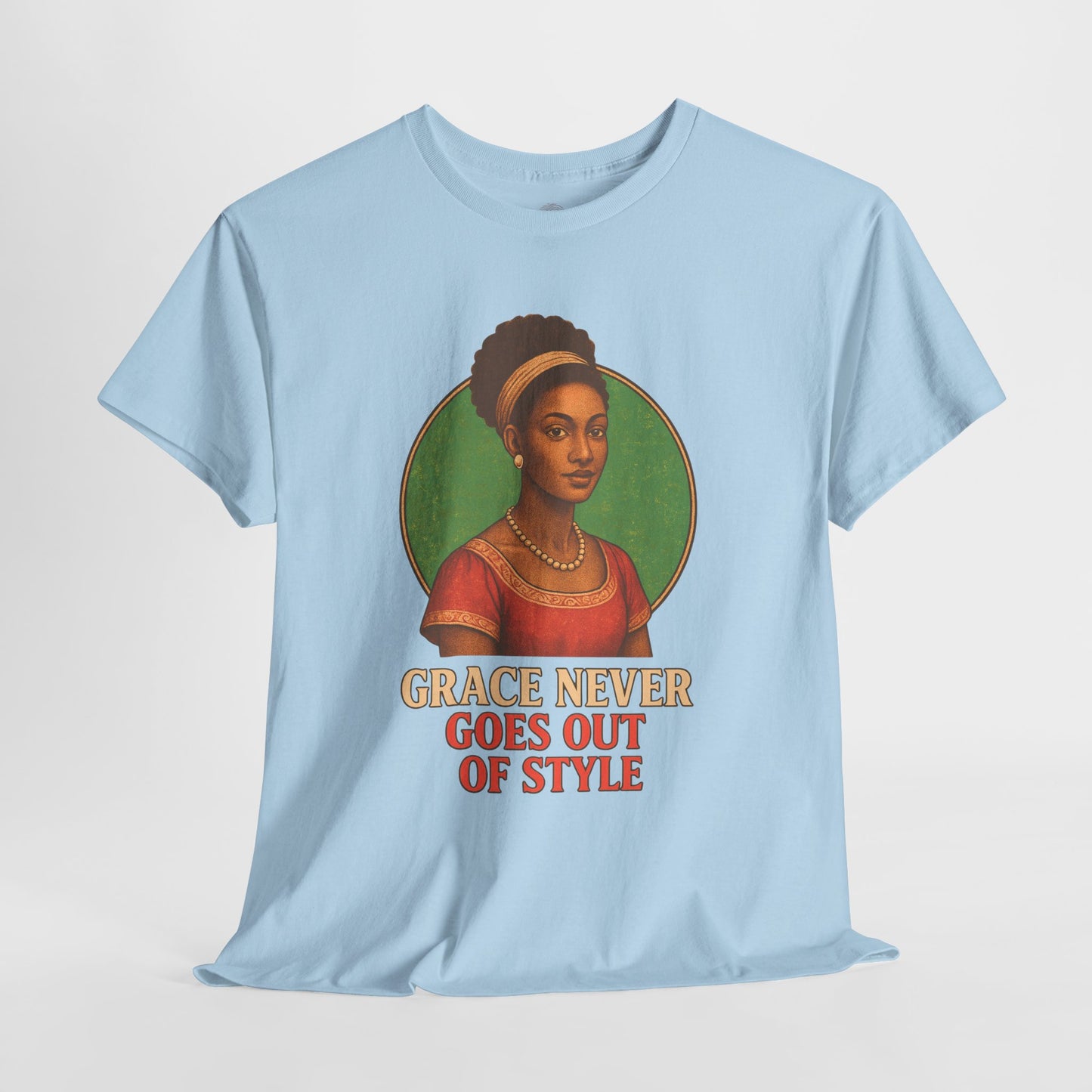 Grace Never Goes Out of Style Gildan 5000 Shirt - Retro Vintage Afro Woman Graphic Tee, 70s Aesthetic Inspirational Quote T-Shirt