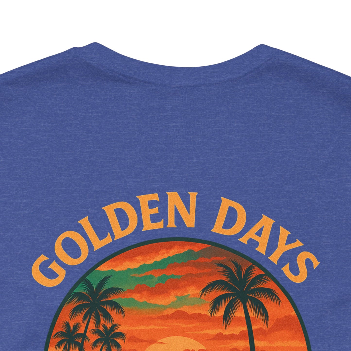 Golden Days Ahead Retro Car T-Shirt, Vintage Classic 50s Tee, Coastal Sunset Palm Trees, Unisex Jersey Shirt, Bella Canvas 3001, Men Women,