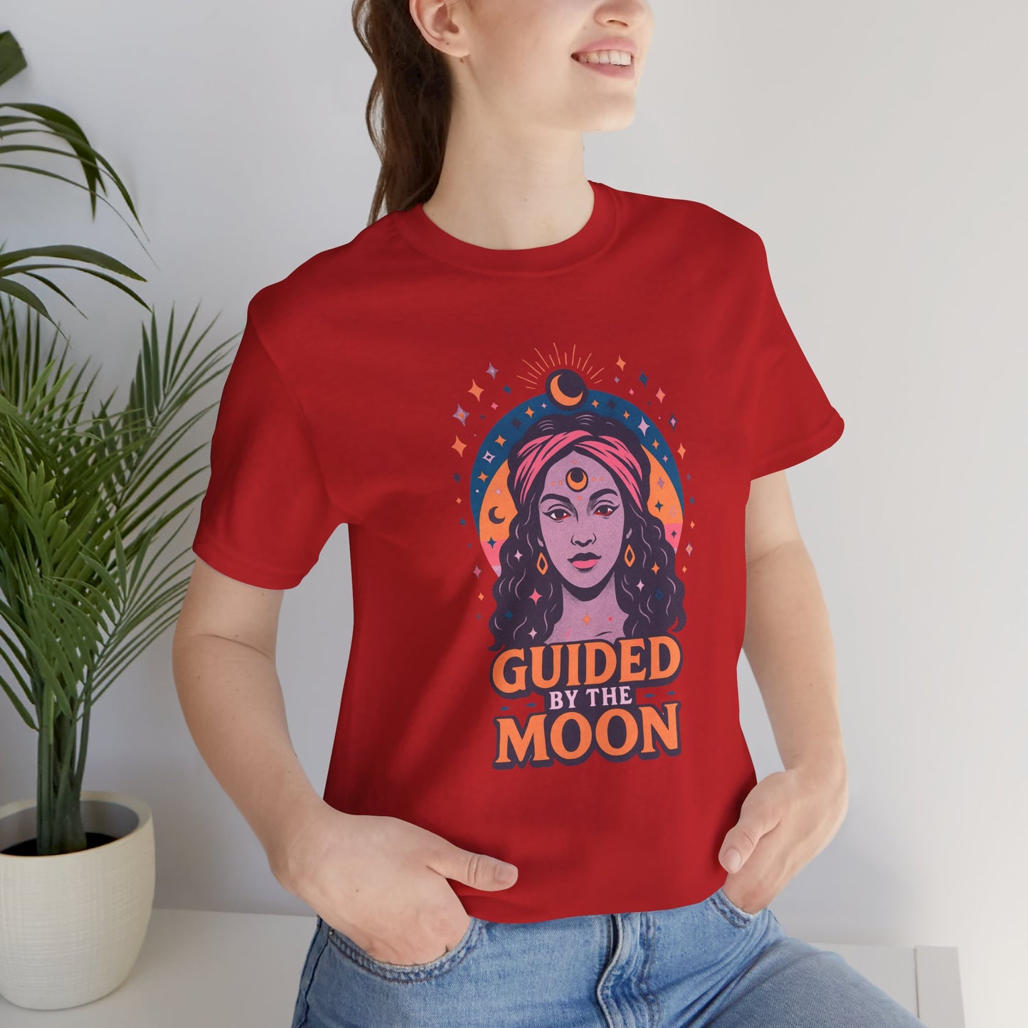 Moon Phase T-Shirt, Celestial Astrology Tee, Spiritual Unisex Top, Witchy Moon Lover Gift, Guided by the Moon Shirt, Mystical Graphic Tee