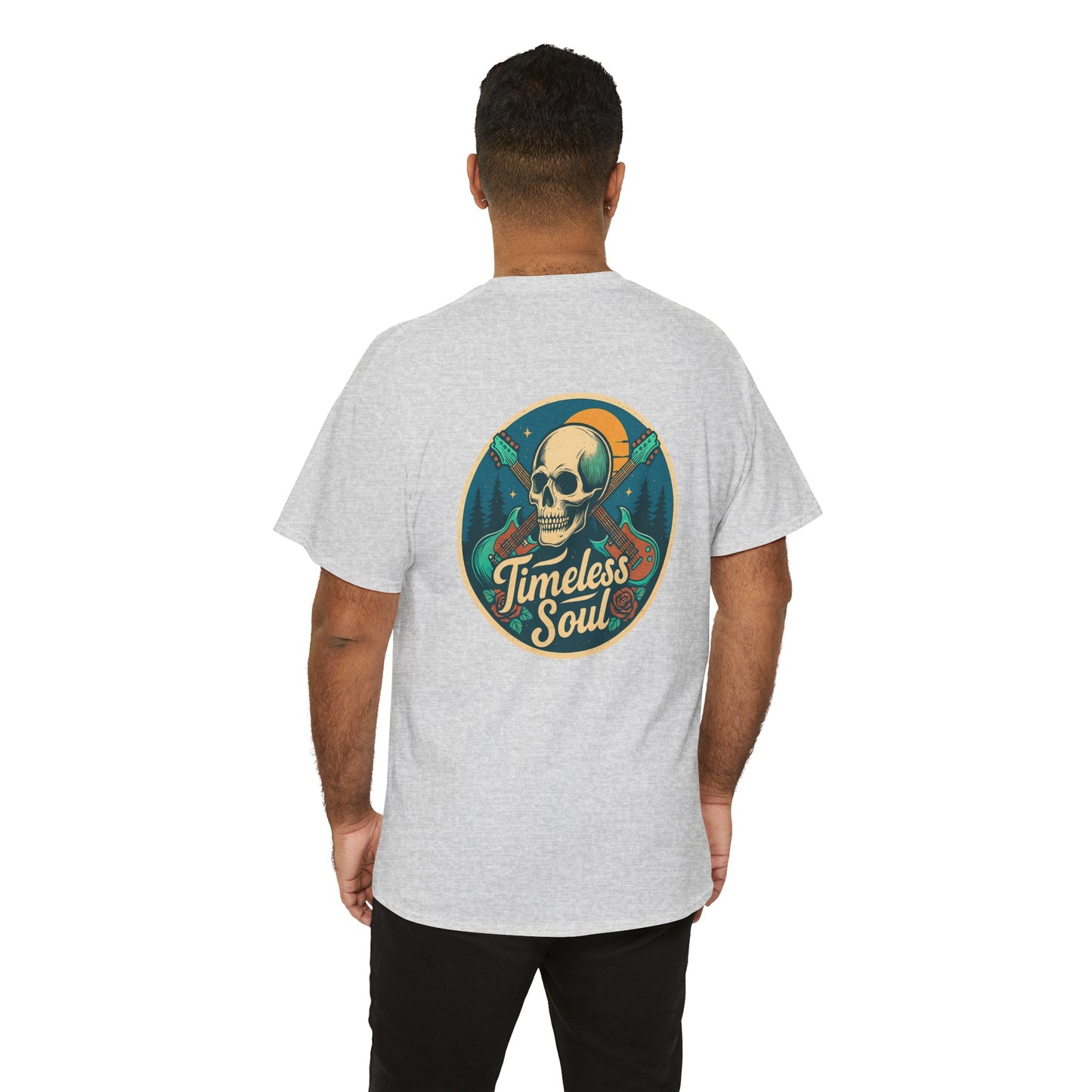 Timeless Soul Rock T-Shirt - Retro Skull and Guitars Graphic Tee, Vintage Rock & Roll Band Shirt, Gothic Music Festival Unisex Top,
