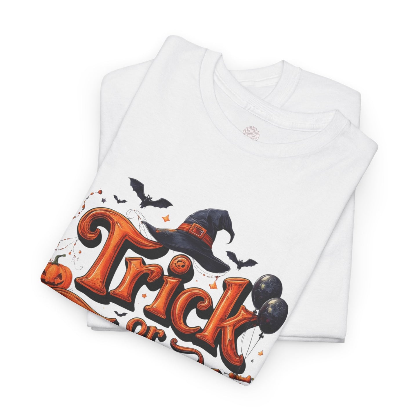 Trick or Treat Halloween Shirt | Spooky Pumpkin Witch Hat Graphic Tee | Funny Unisex Costume T-Shirt | Cute Halloween Party Top