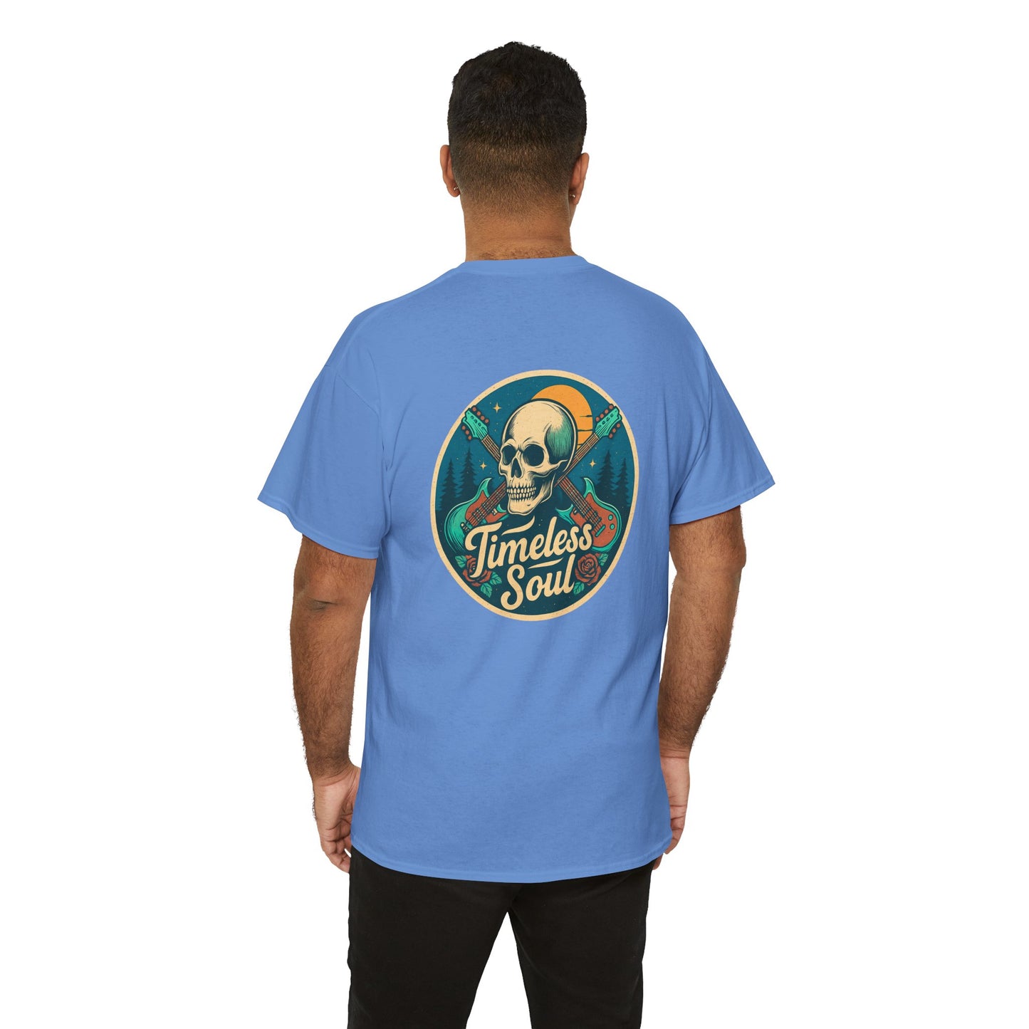 Timeless Soul Rock T-Shirt - Retro Skull and Guitars Graphic Tee, Vintage Rock & Roll Band Shirt, Gothic Music Festival Unisex Top,