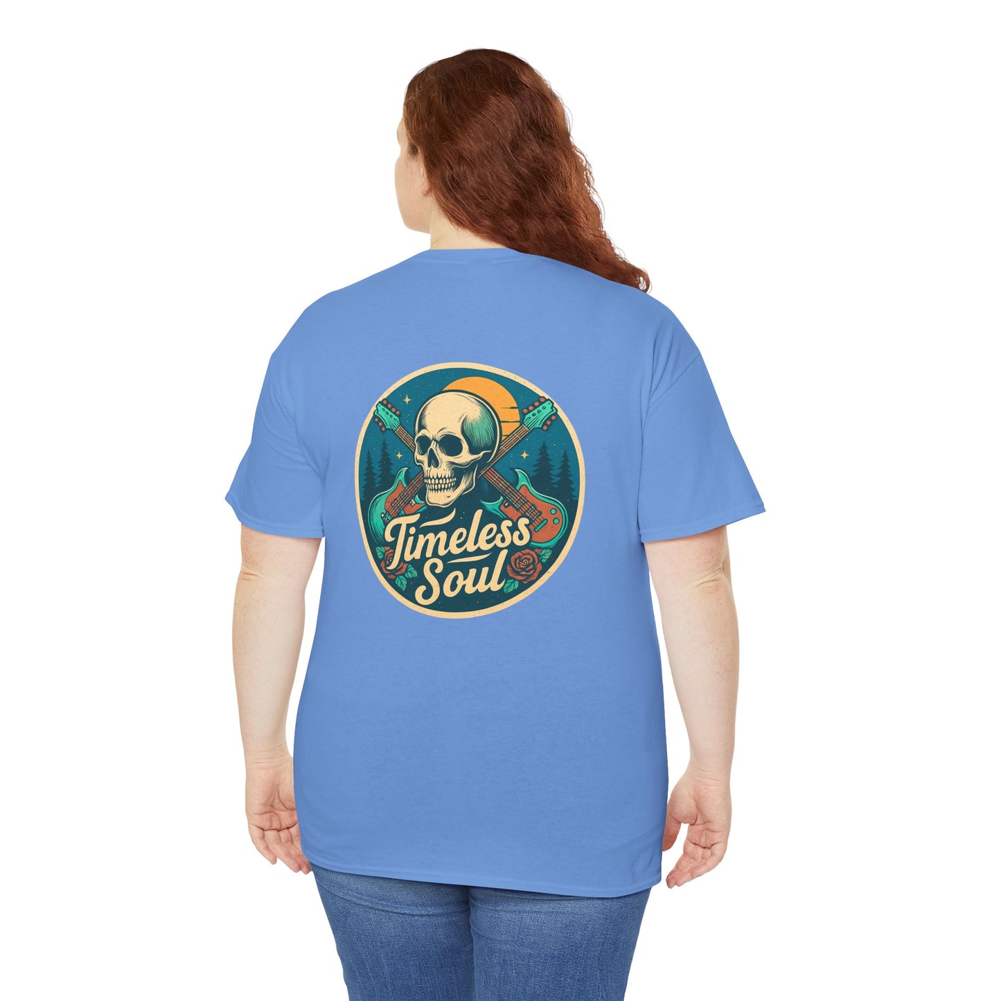 Timeless Soul Rock T-Shirt - Retro Skull and Guitars Graphic Tee, Vintage Rock & Roll Band Shirt, Gothic Music Festival Unisex Top,