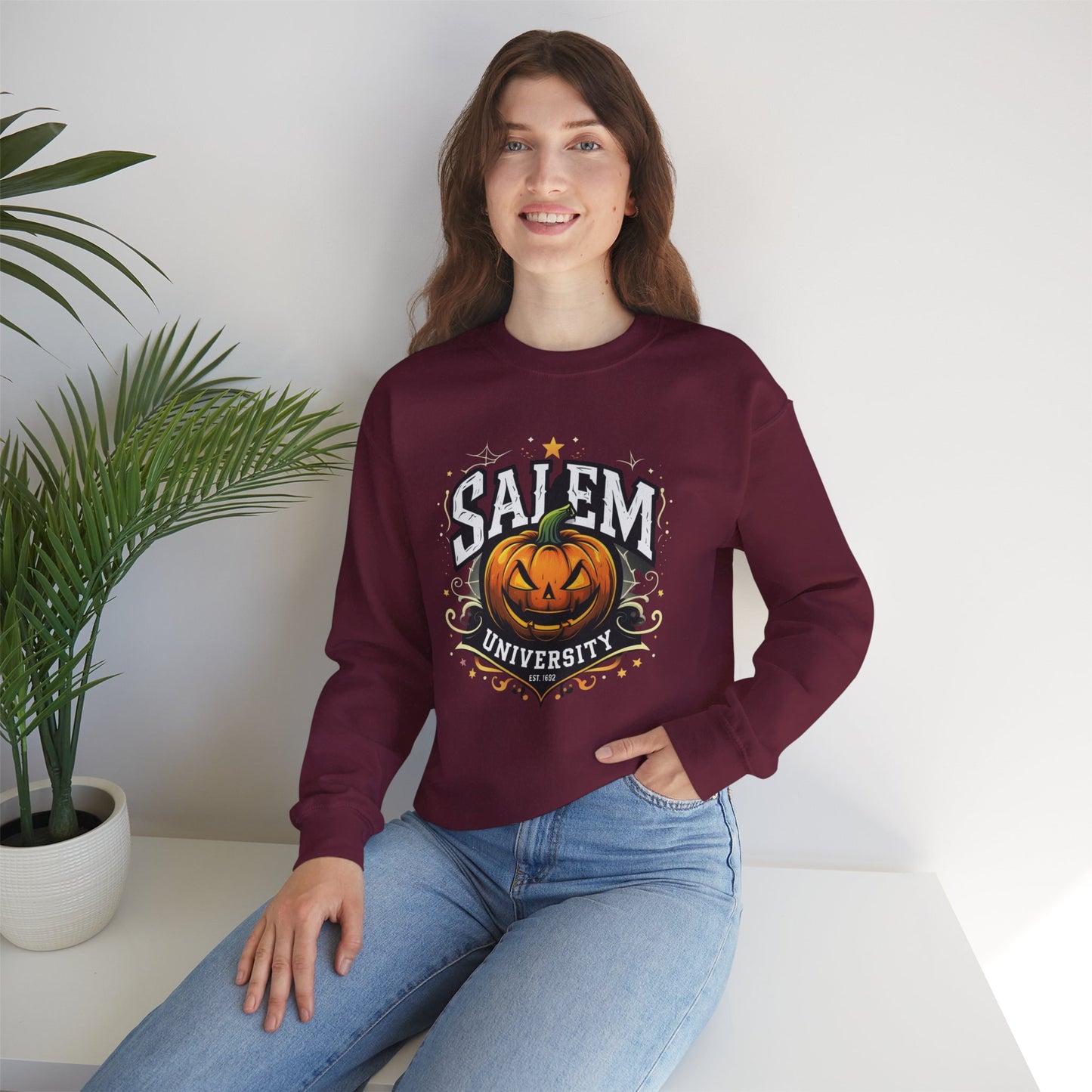 Salem University Jack-O’-Lantern – Unisex Gildan Heavy Blend Crewneck Sweatshirt