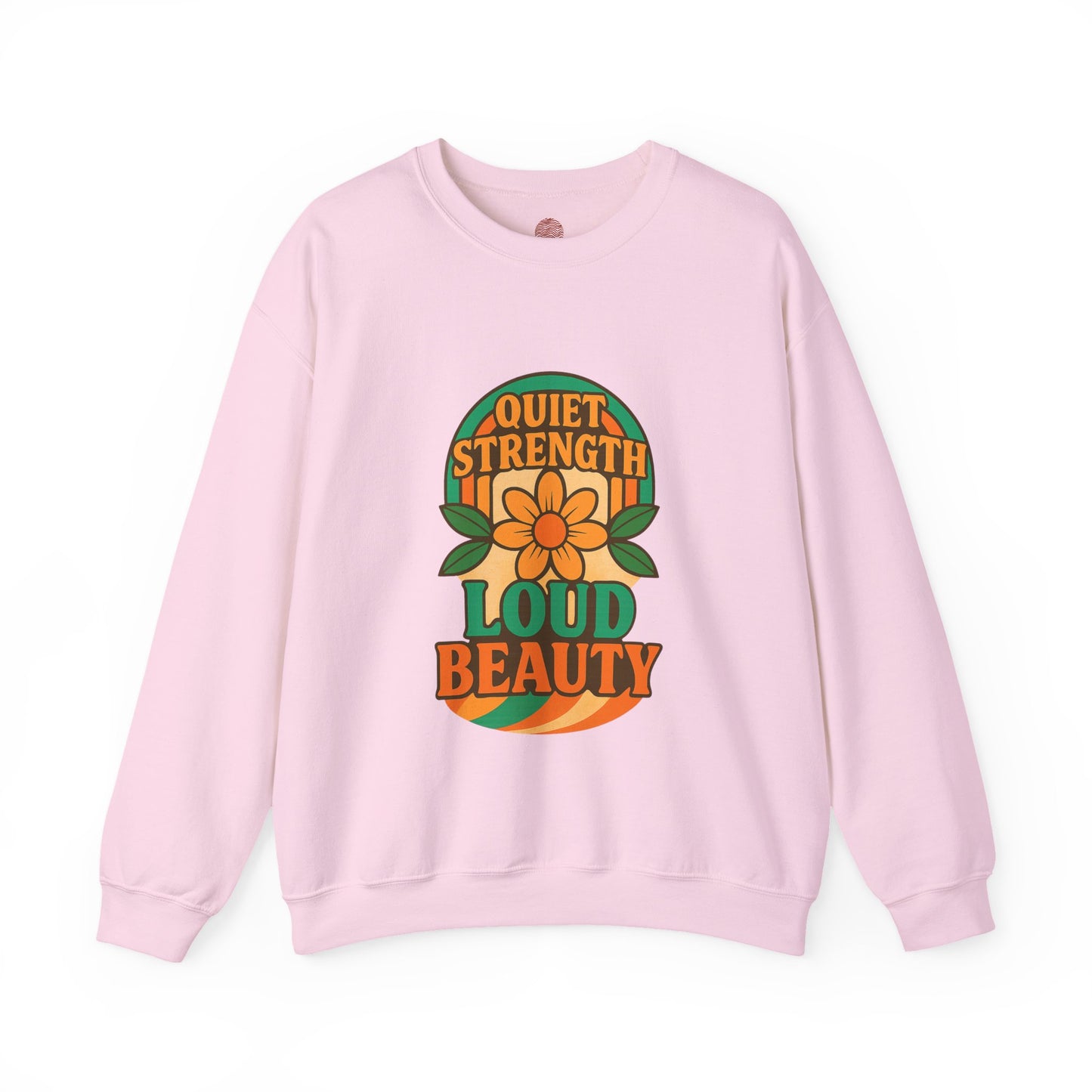 Retro Flower Sweatshirt, 70s Vintage Boho Crewneck, Positive Affirmation Graphic Pullover, Women Men Shirt, Gildan 18000, Quiet Strength