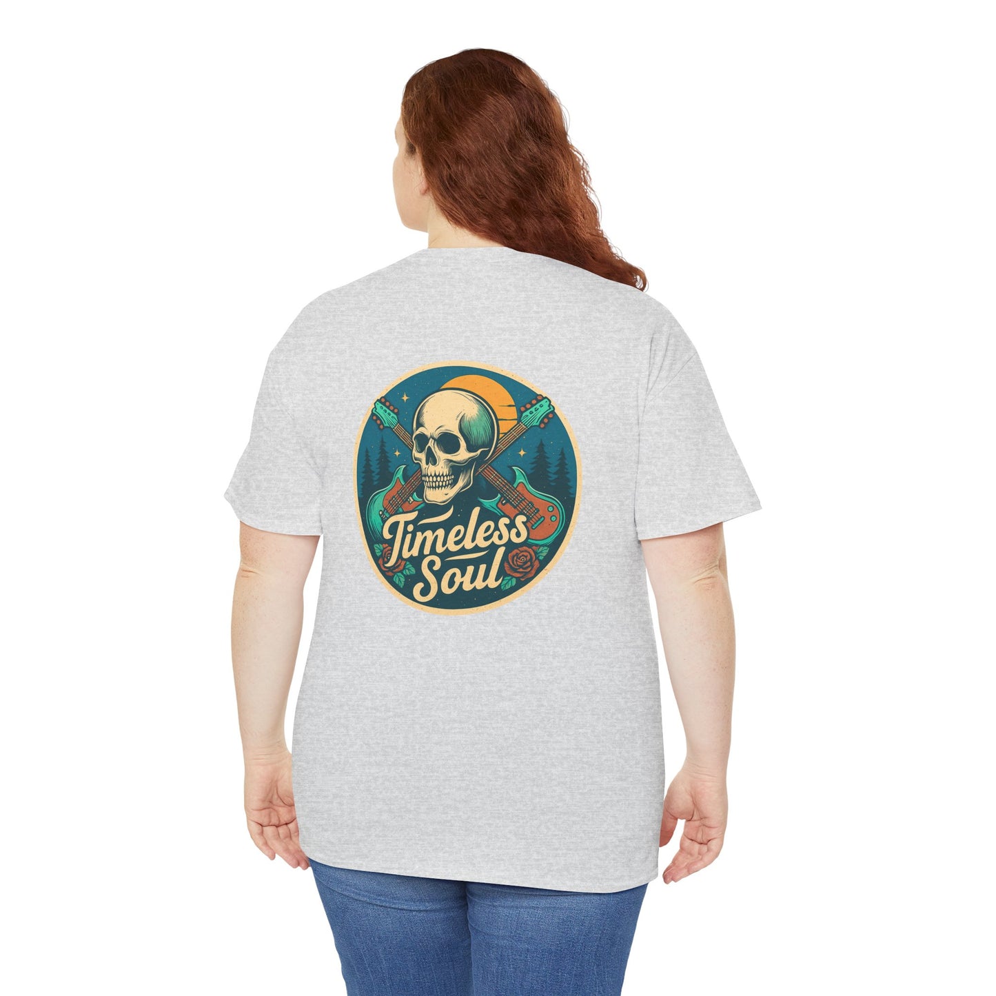 Timeless Soul Rock T-Shirt - Retro Skull and Guitars Graphic Tee, Vintage Rock & Roll Band Shirt, Gothic Music Festival Unisex Top,