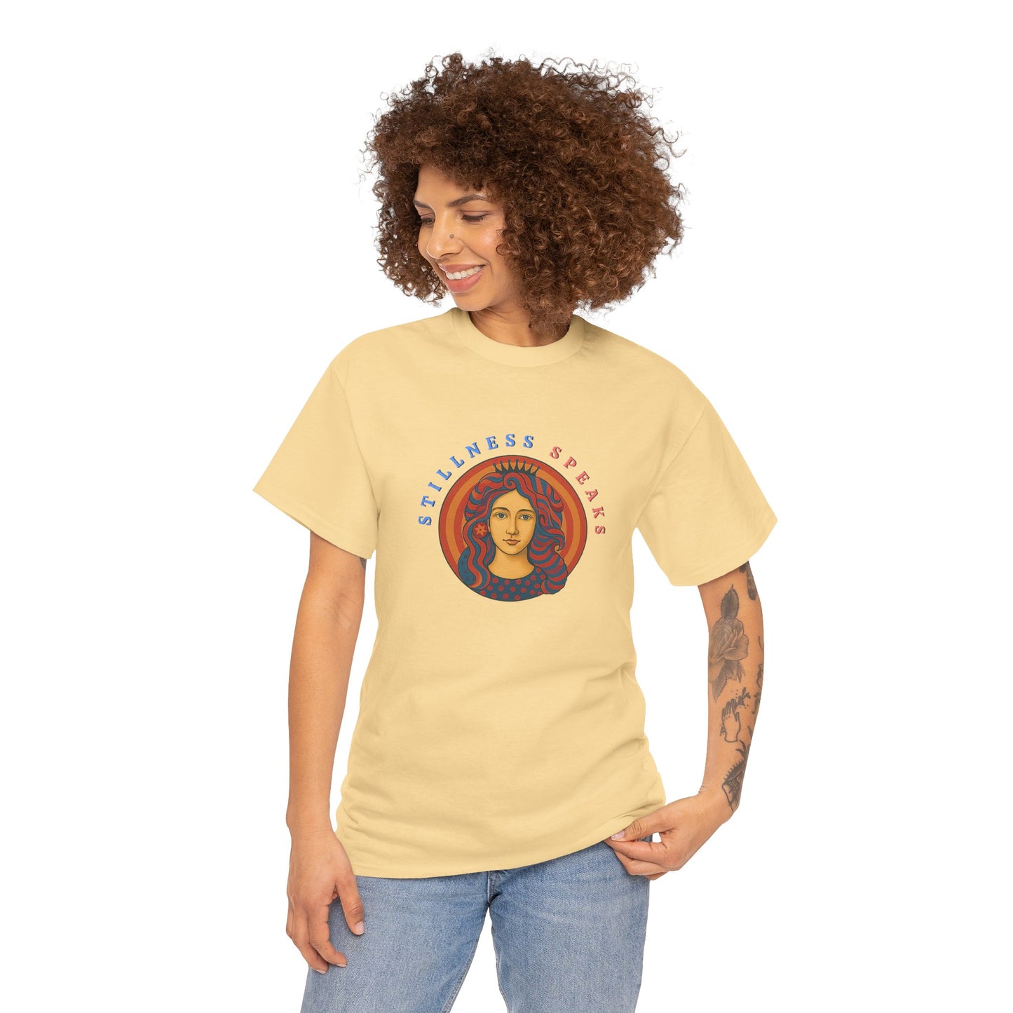 Stillness Speaks T-Shirt, Psychedelic Retro Graphic Tee, Spiritual Mystic Woman Shirt, 70s Boho Aesthetic Top, Inner Peace Gift, Unisex