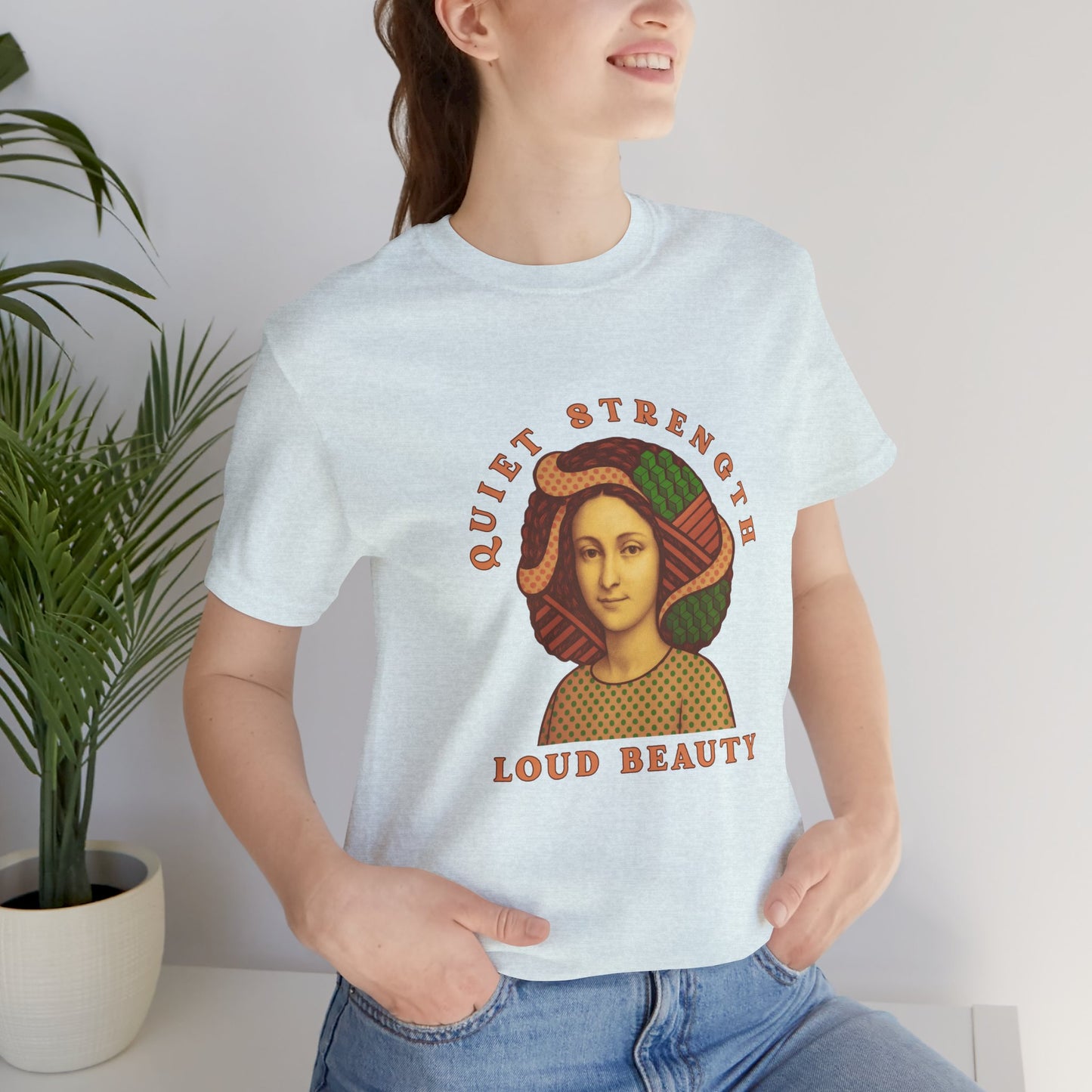Vintage Retro Quiet Strength Loud Beauty Graphic T-Shirt - Unisex Jersey Tee, Feminine Power Art Shirt, Bella+Canvas 3001, Aesthetic Top