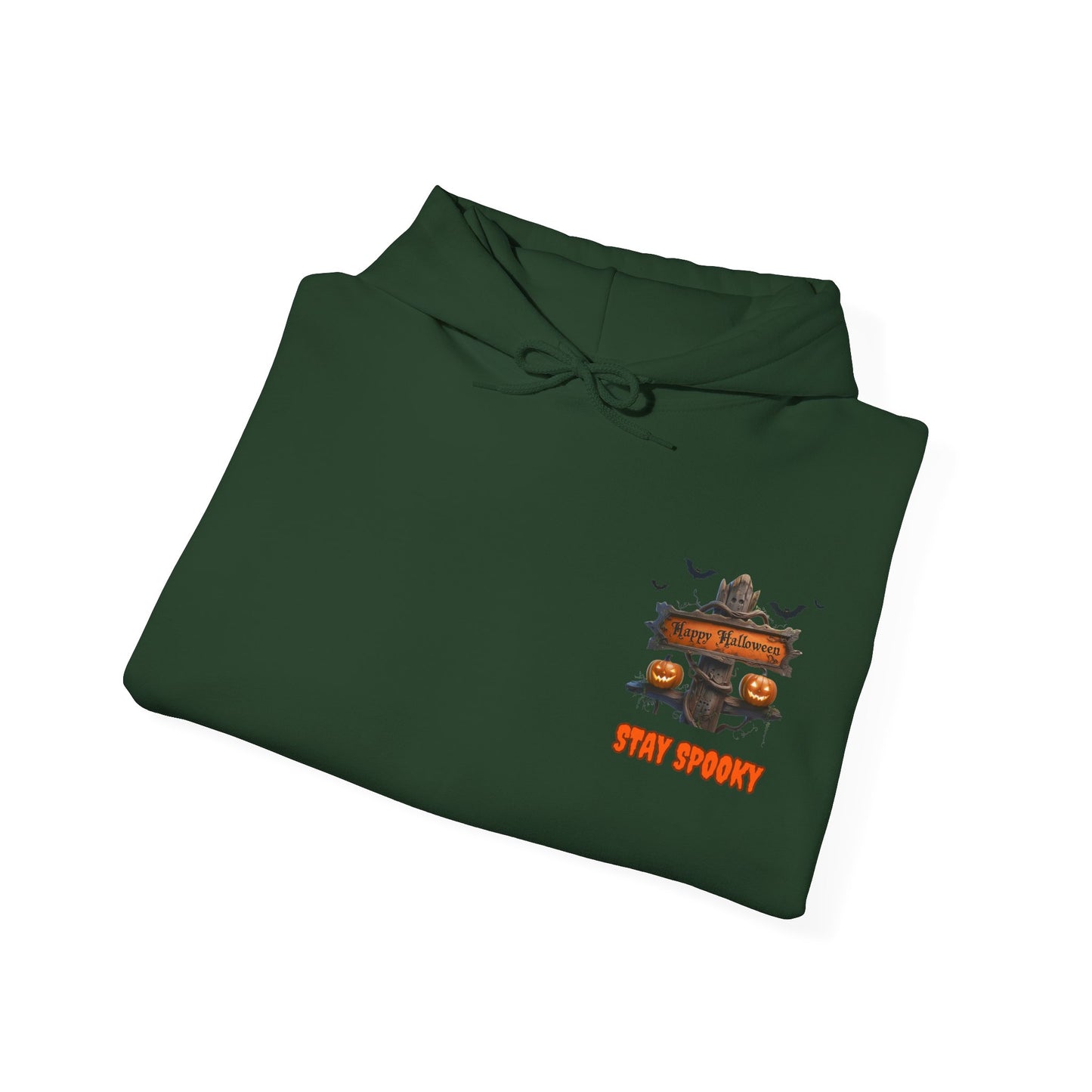 Stay Spooky Halloween Hoodie – Happy Halloween Gravestone & Pumpkin Graphic – Gildan Heavy Blend Unisex Pullover"