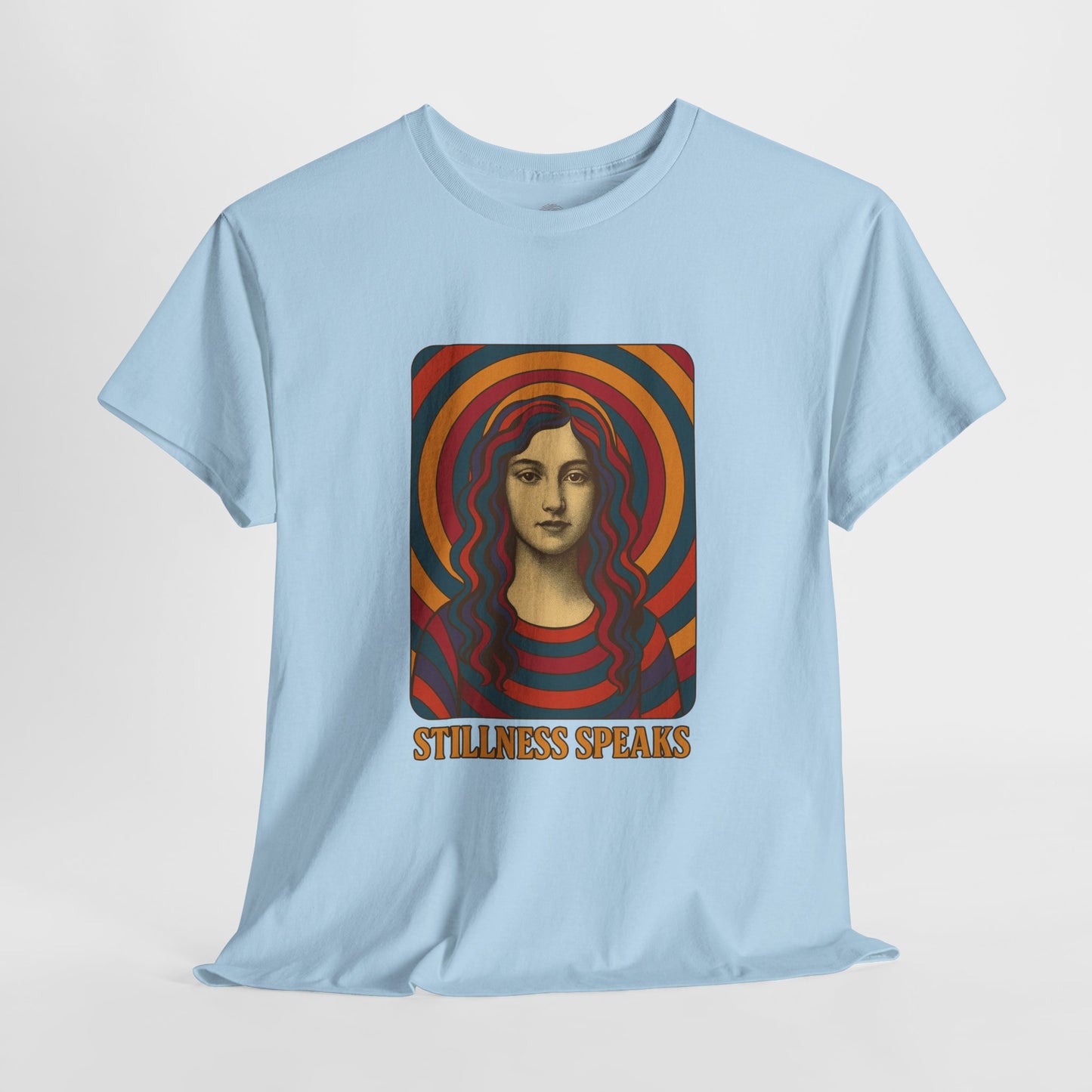 Stillness Speaks Unisex Heavy Cotton Tee, Psychedelic Retro Graphic Shirt, Spiritual Boho Aesthetic Top, Vintage 70s Trippy Tshirt,