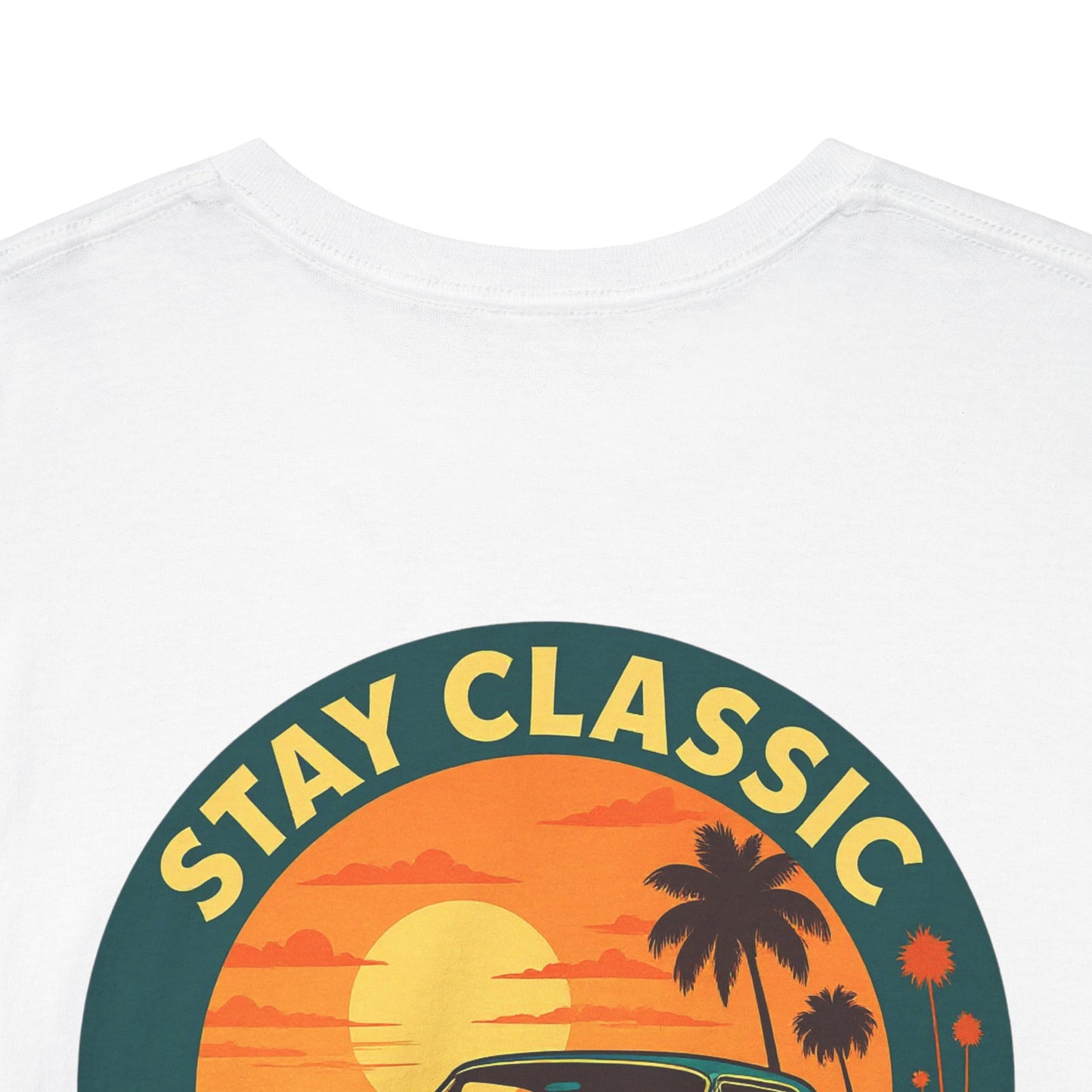 Stay Classic Car T-Shirt | Retro Lowrider Sunset Graphic Tee | Gildan 5000