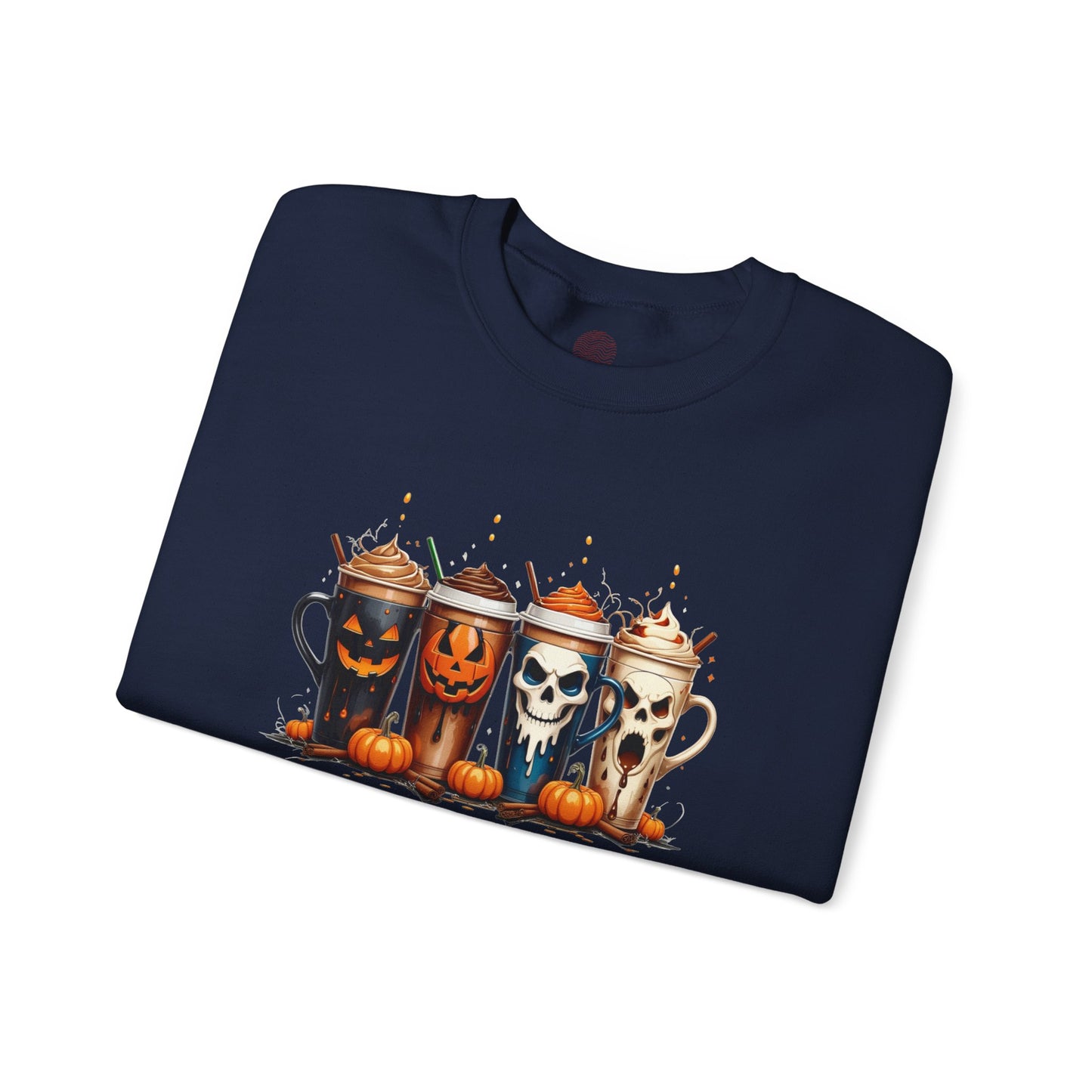 Stay Spooky Halloween Coffee Cups Sweatshirt โ Unisex Gildan Heavy Blend Crewneck Pullover