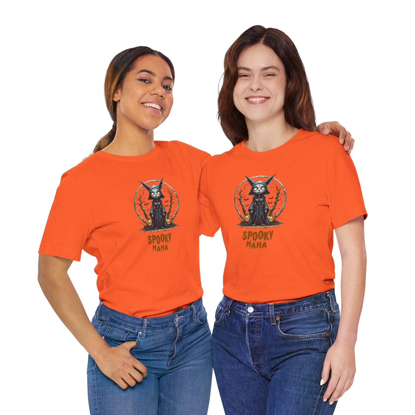Spooky Mama Halloween Shirt – Gothic Cat Witch Graphic Tee – Bella Canvas 3001 Unisex