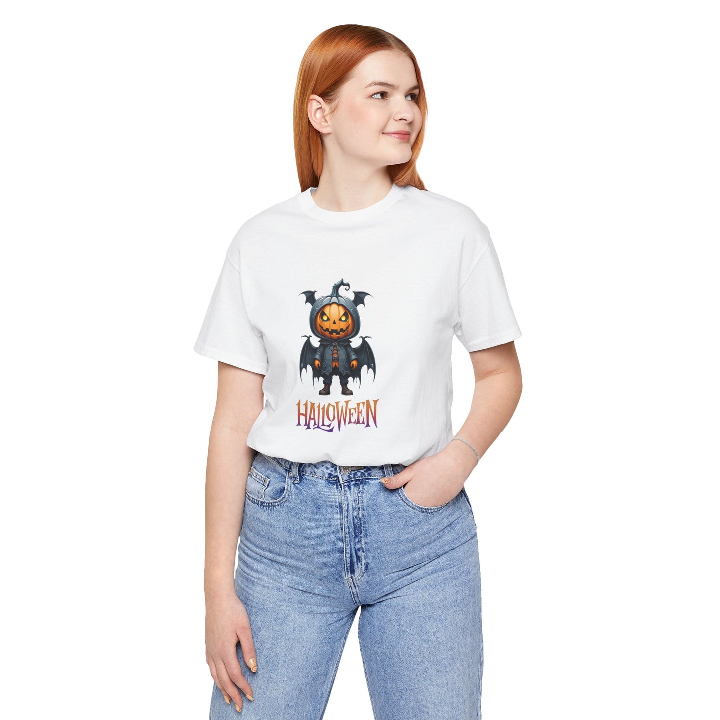 Halloween Pumpkin Bat Shirt – Spooky Jack O’Lantern Graphic Tee – Bella Canvas 3001 – Unisex Halloween T-Shirt for Women Men