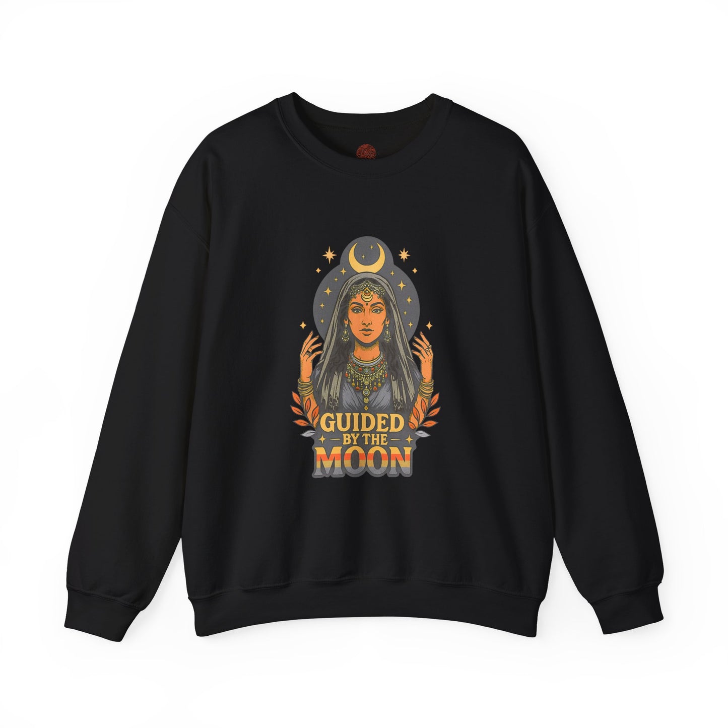 Guided by the Moon Sweatshirt, Celestial Graphic Pullover, Moon Phase Cozy Top, Astrology Gift, Gildan 18000 Sweatshirt