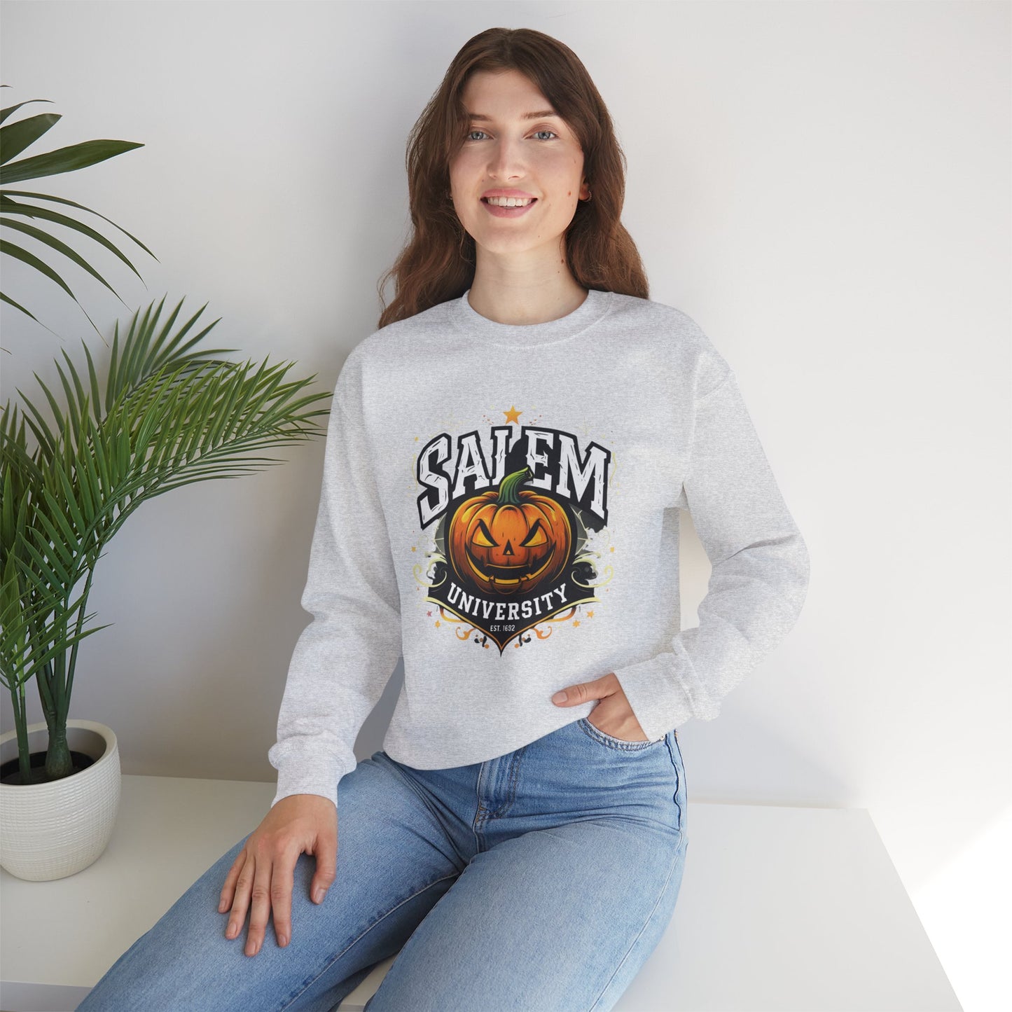 Salem University Jack-O’-Lantern – Unisex Gildan Heavy Blend Crewneck Sweatshirt