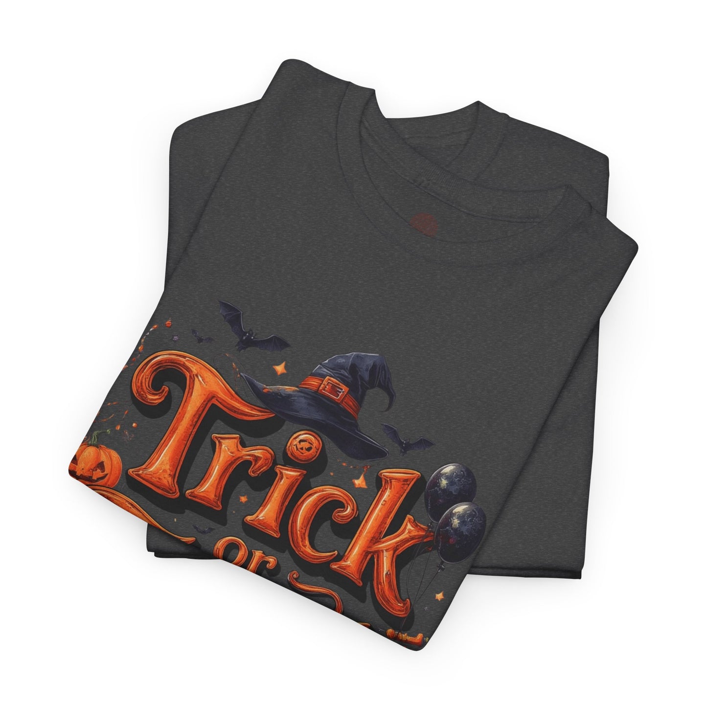 Trick or Treat Halloween Shirt | Spooky Pumpkin Witch Hat Graphic Tee | Funny Unisex Costume T-Shirt | Cute Halloween Party Top