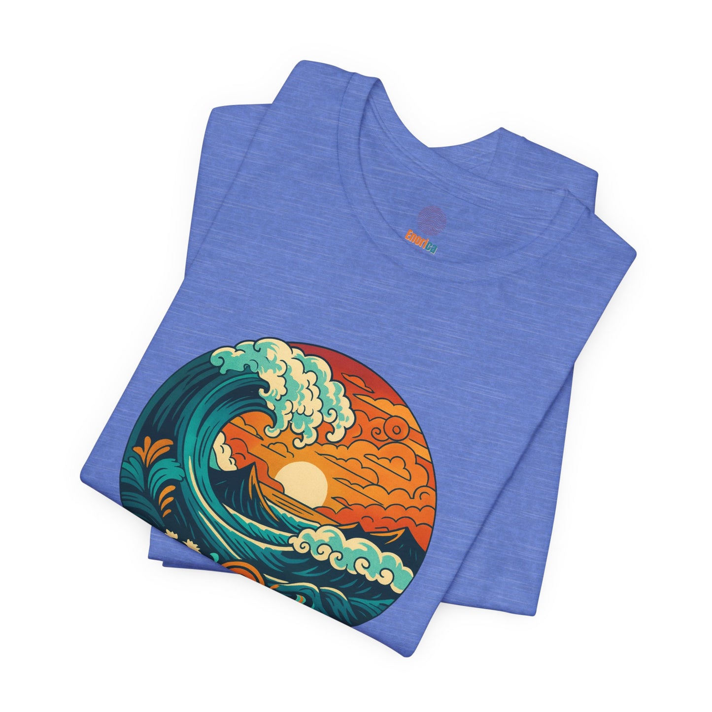 Retro Ocean Wave Sunset T-Shirt, Inspirational Typography Tee, Unisex Graphic Top, Gift for Men & Women, Live Bright Think Deep Shirt