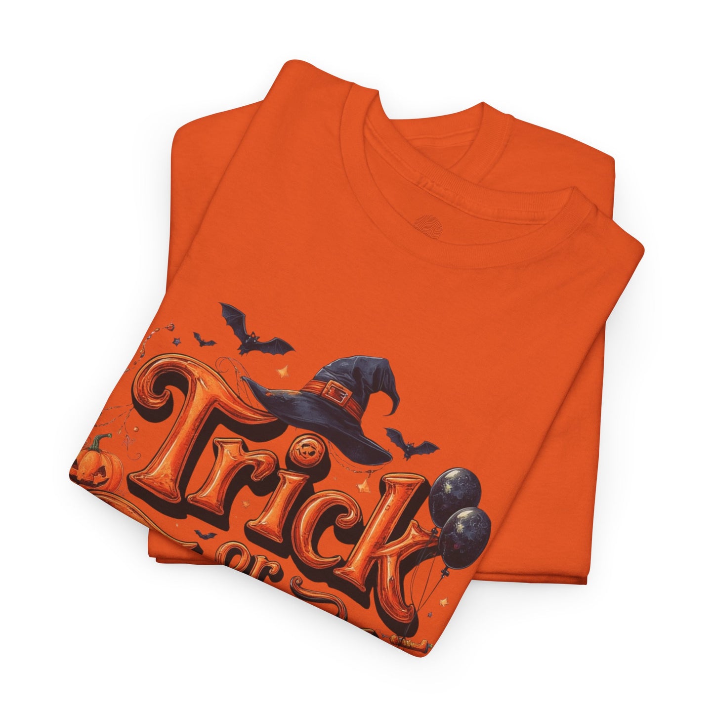 Trick or Treat Halloween Shirt | Spooky Pumpkin Witch Hat Graphic Tee | Funny Unisex Costume T-Shirt | Cute Halloween Party Top