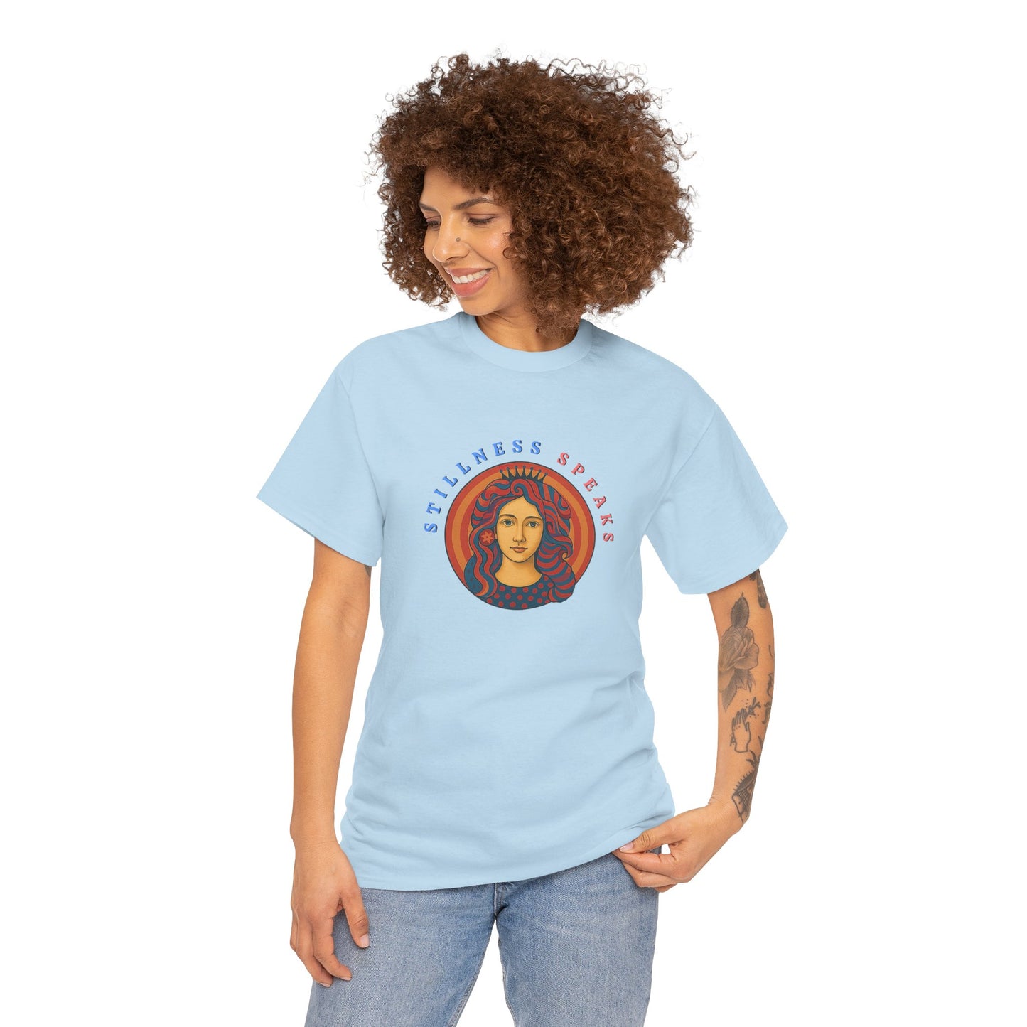 Stillness Speaks T-Shirt, Psychedelic Retro Graphic Tee, Spiritual Mystic Woman Shirt, 70s Boho Aesthetic Top, Inner Peace Gift, Unisex