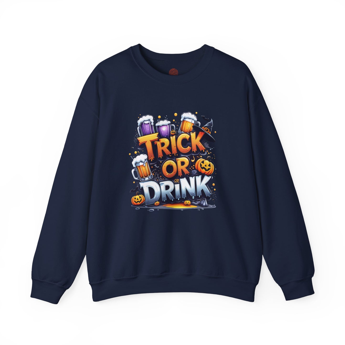 "Trick or Drink Halloween Sweatshirt – Unisex Cozy Crewneck, Spooky Season Fall Outfit, Funny Party Gift"