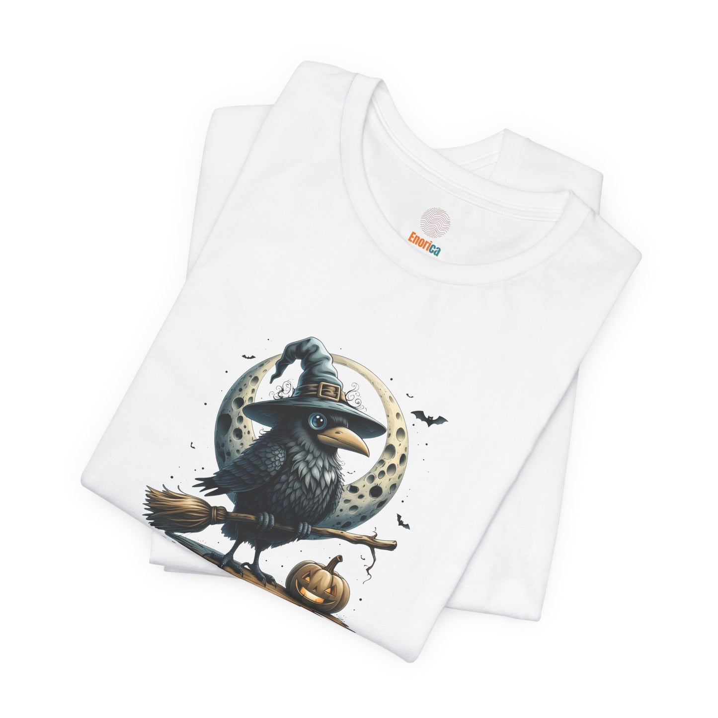 Happy Halloween Crow Shirt – Spooky Raven Witch Graphic Tee – Bella Canvas 3001 – Unisex Halloween T-Shirt for Women Men