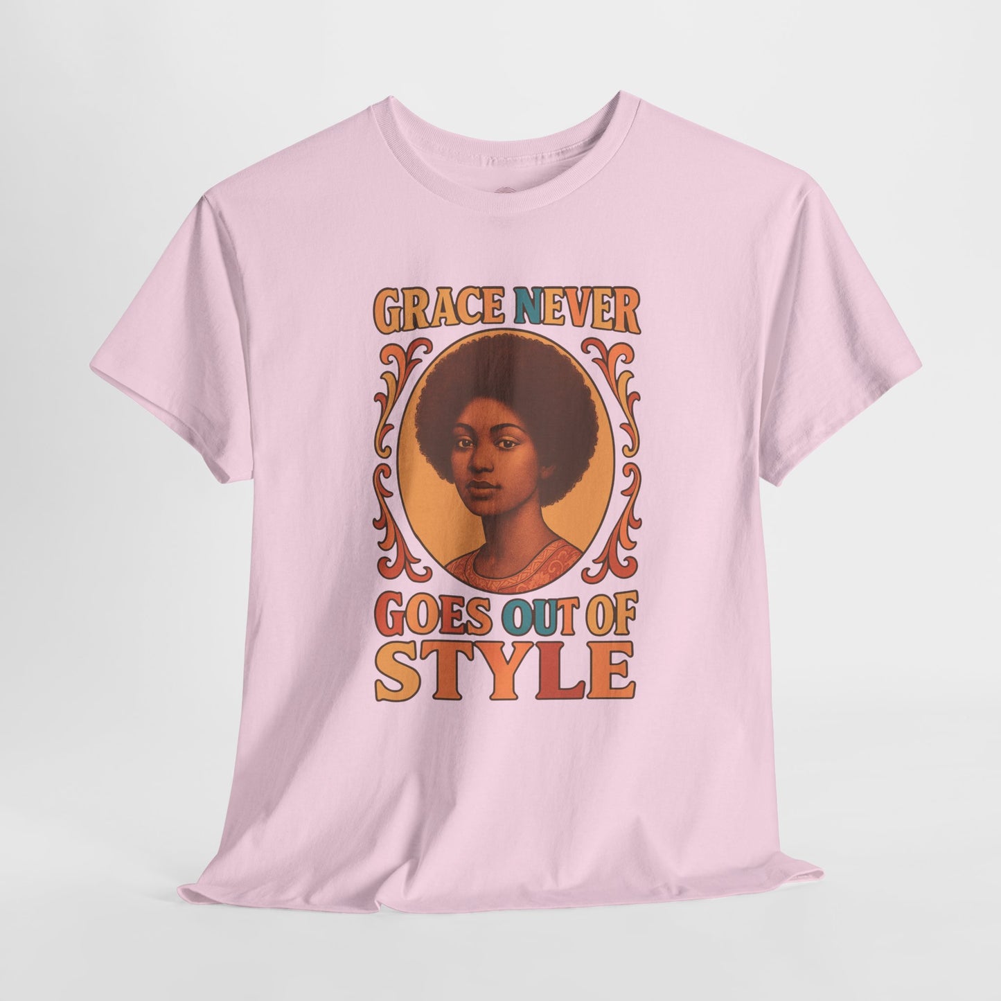 Grace Never Goes Out of Style Gildan 5000 Shirt - Retro Afro Woman Graphic Tee, Vintage 70s Aesthetic T-Shirt, Quote Top