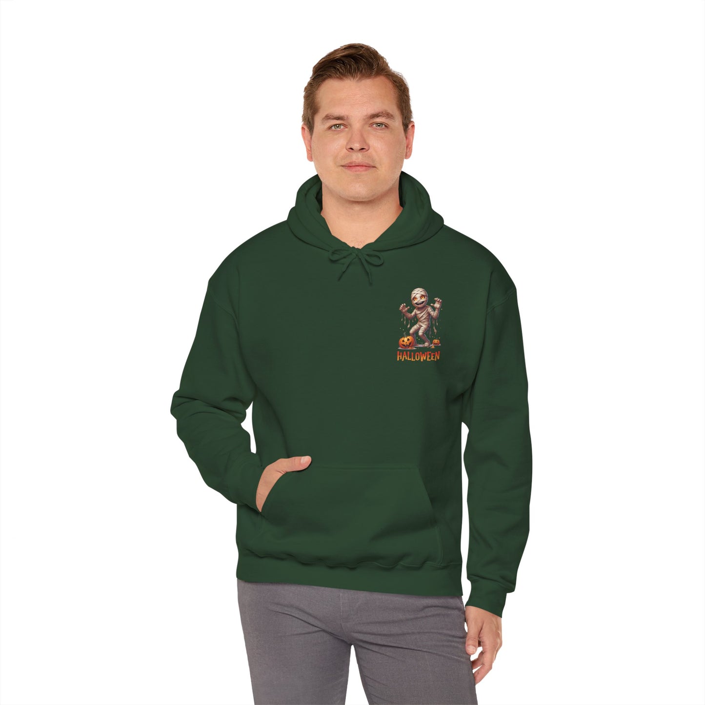 Halloween Mummy Hoodie β Spooky Pumpkin Graphic Sweatshirt β Gildan 18500 Unisex Halloween Hoodie for Fall & Horror Lovers