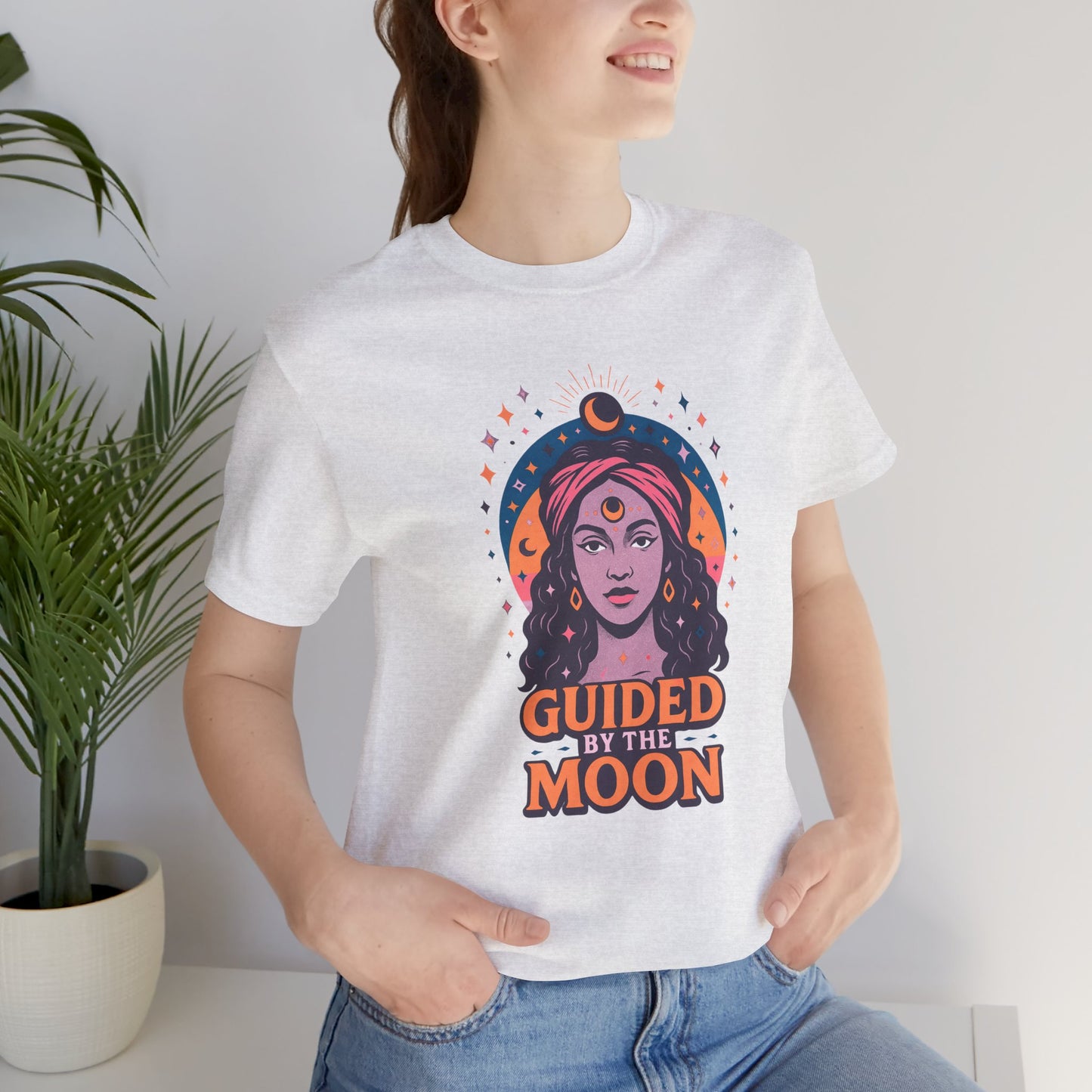 Moon Phase T-Shirt, Celestial Astrology Tee, Spiritual Unisex Top, Witchy Moon Lover Gift, Guided by the Moon Shirt, Mystical Graphic Tee