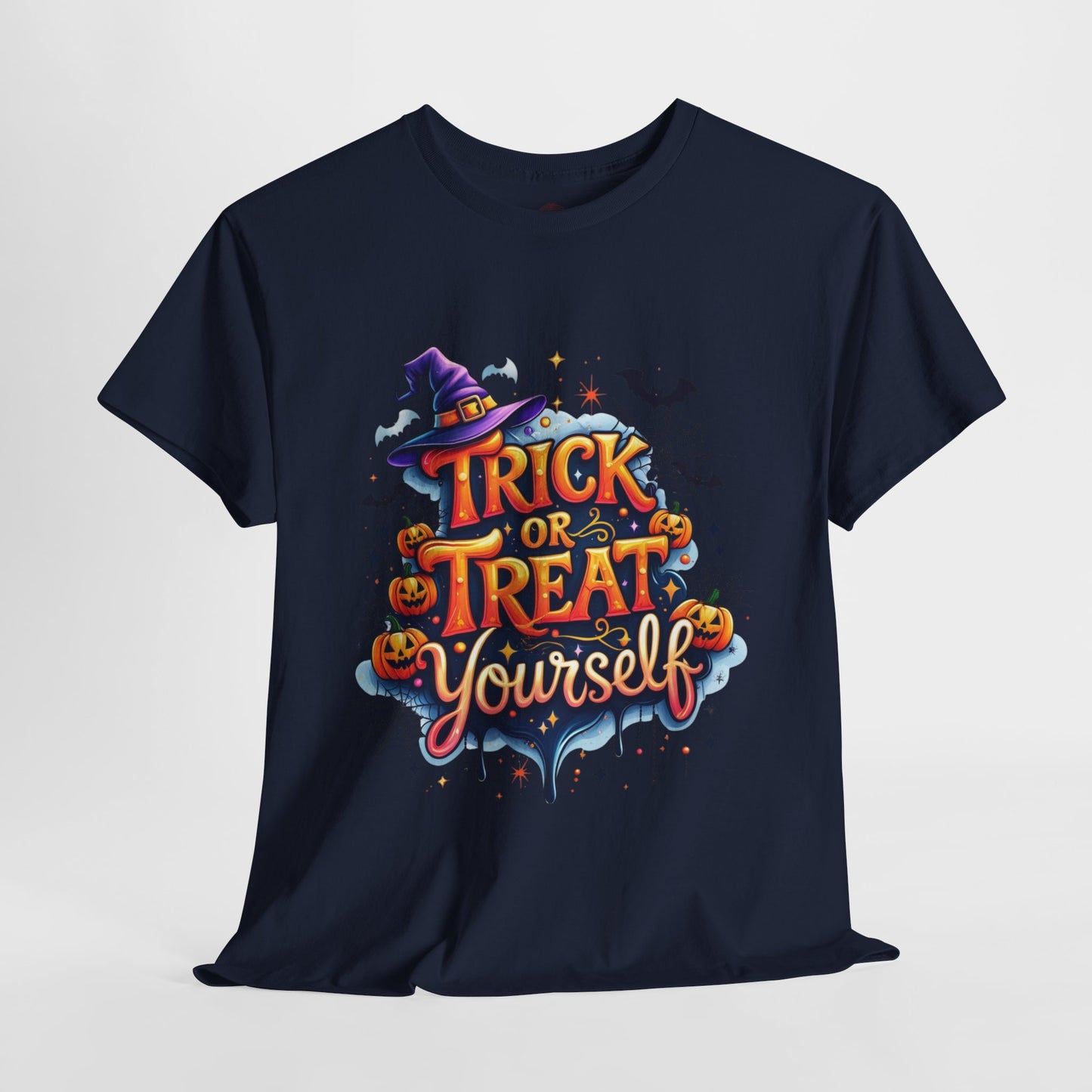 Trick or Treat Yourself Halloween Shirt | Funny Witch Pumpkin Graphic Tee | Spooky Unisex Costume T-Shirt | Cute Halloween Party Top