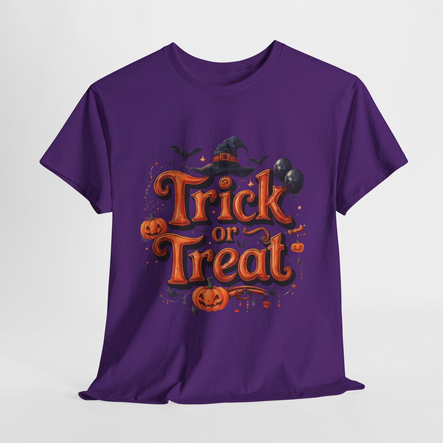Trick or Treat Halloween Shirt | Spooky Pumpkin Witch Hat Graphic Tee | Funny Unisex Costume T-Shirt | Cute Halloween Party Top