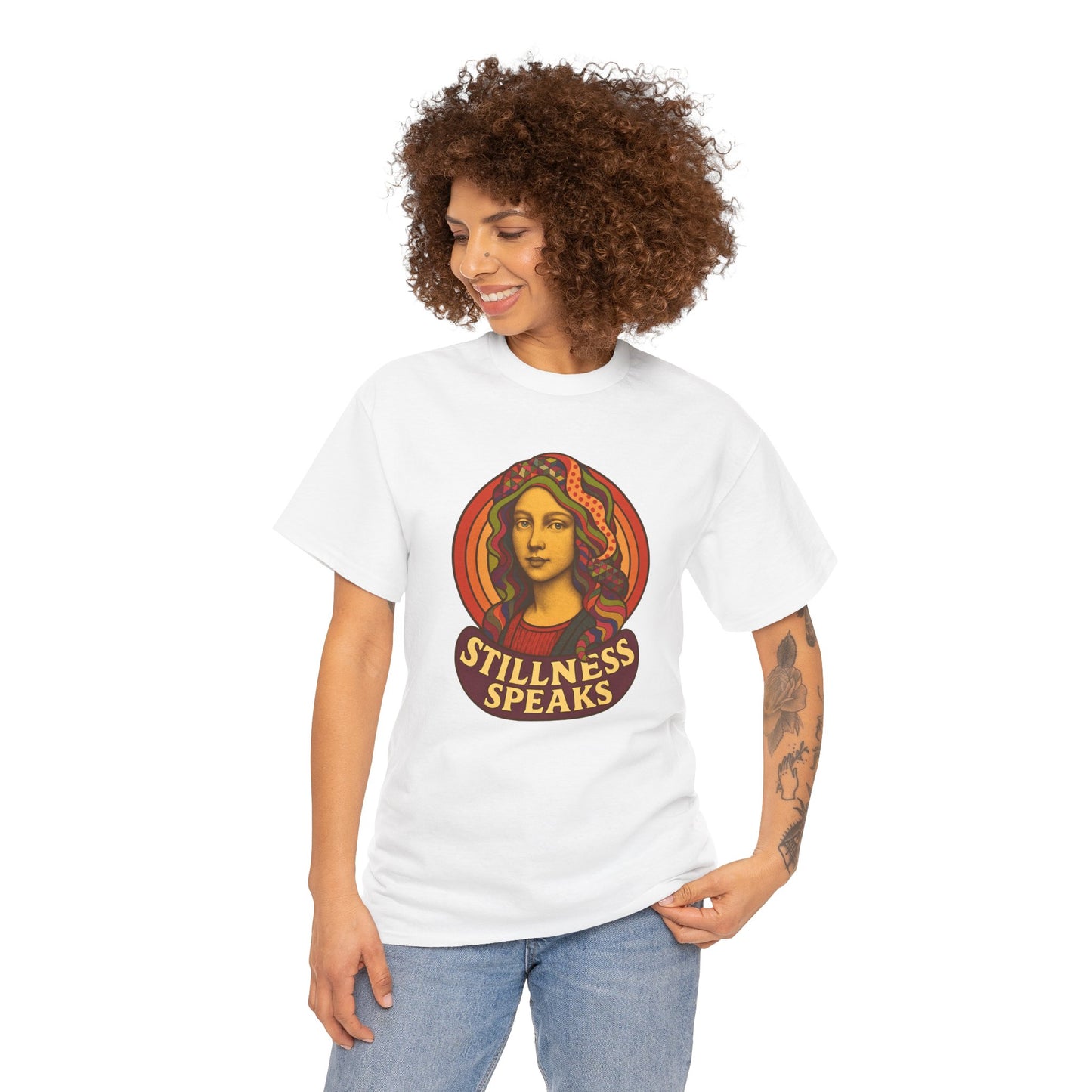 Stillness Speaks T-Shirt, Psychedelic Retro 70s Graphic Tee, Spiritual Mystic Woman Shirt, Boho Trippy Aesthetic Top, Inner Peace Gift,
