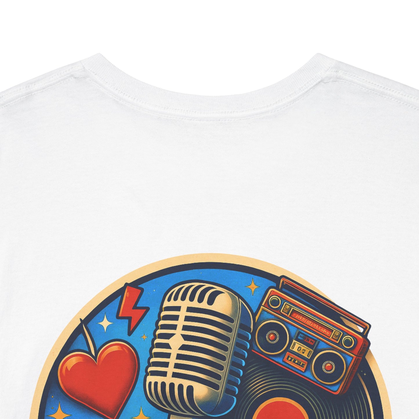 Vintage Retro Music T-Shirt, Rock & Roll Band Shirt, Boombox Guitar Tee, Unisex Heavy Cotton Tee