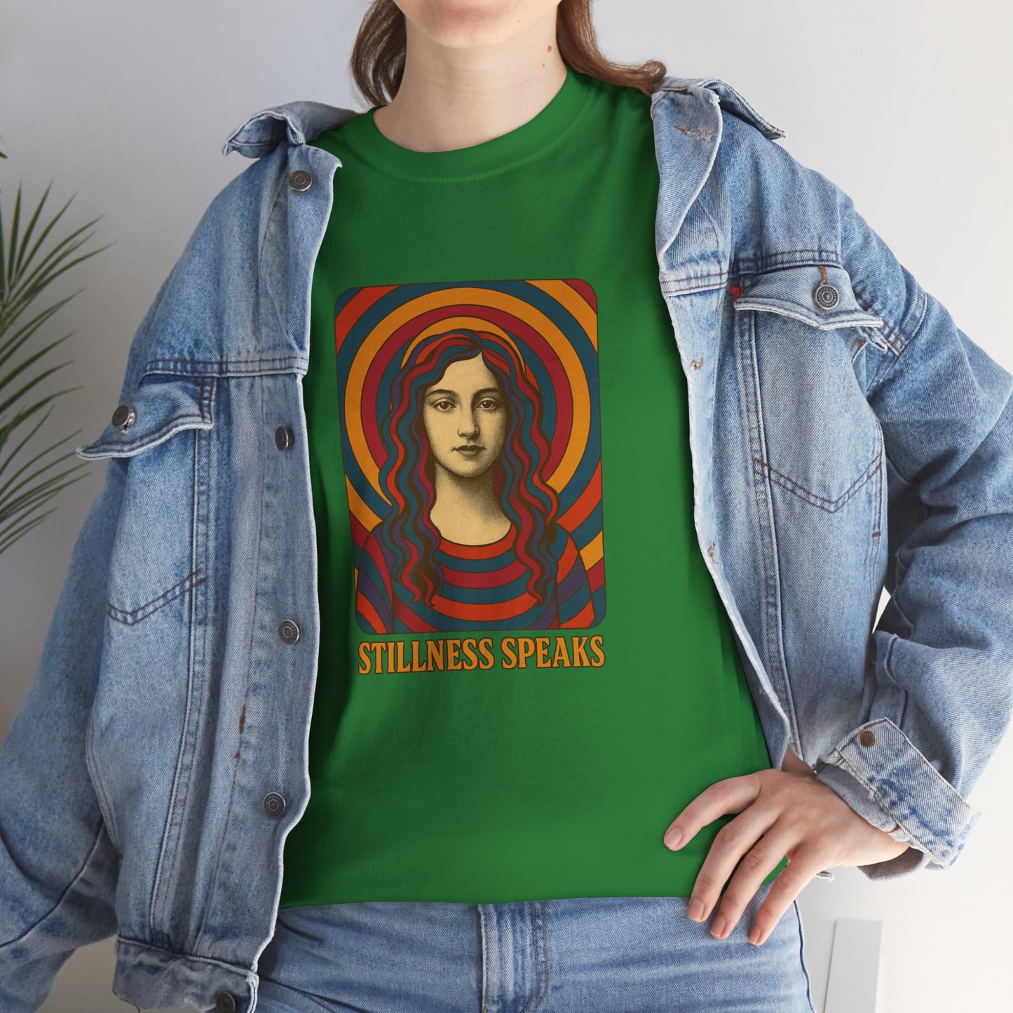 Stillness Speaks Unisex Heavy Cotton Tee, Psychedelic Retro Graphic Shirt, Spiritual Boho Aesthetic Top, Vintage 70s Trippy Tshirt,