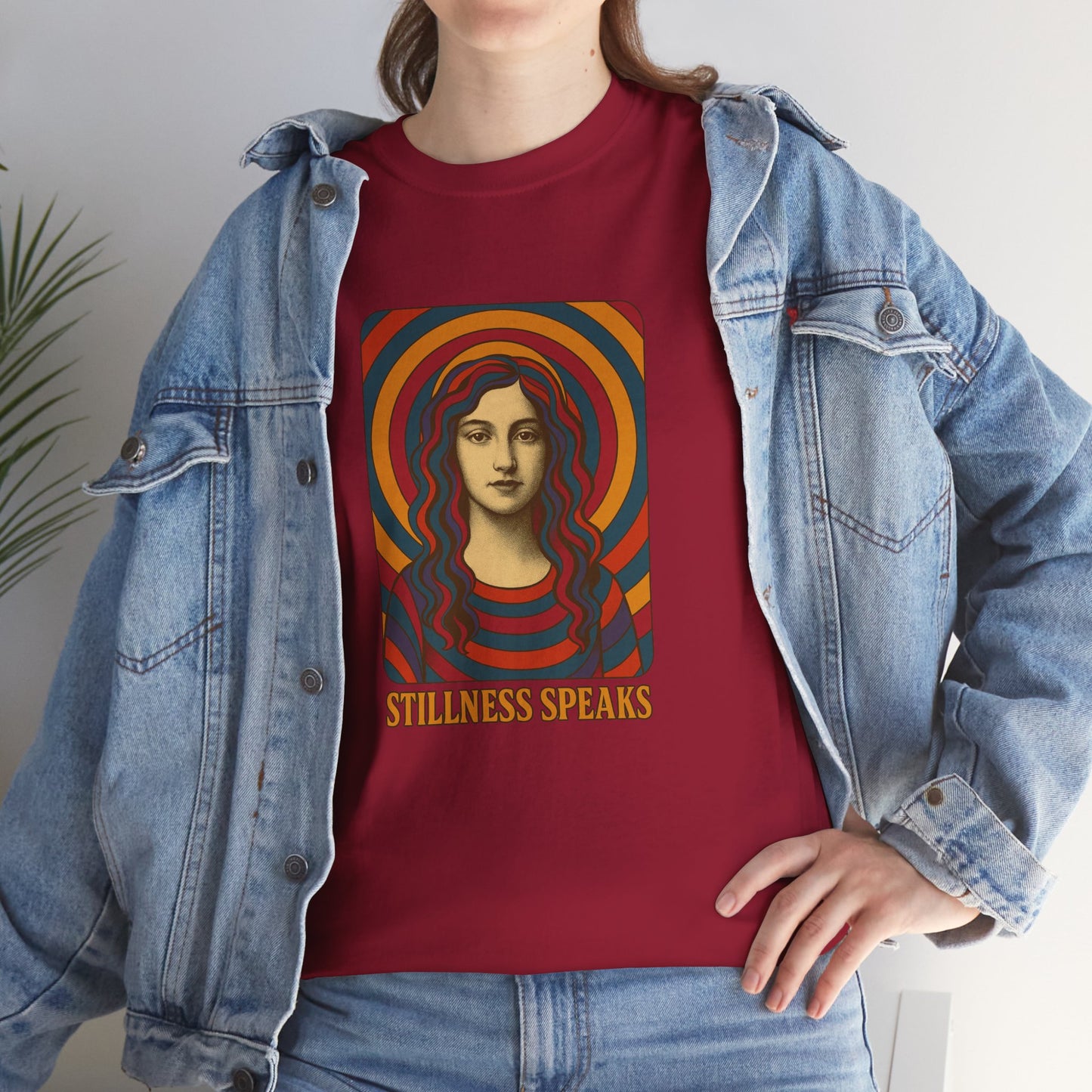 Stillness Speaks Unisex Heavy Cotton Tee, Psychedelic Retro Graphic Shirt, Spiritual Boho Aesthetic Top, Vintage 70s Trippy Tshirt,