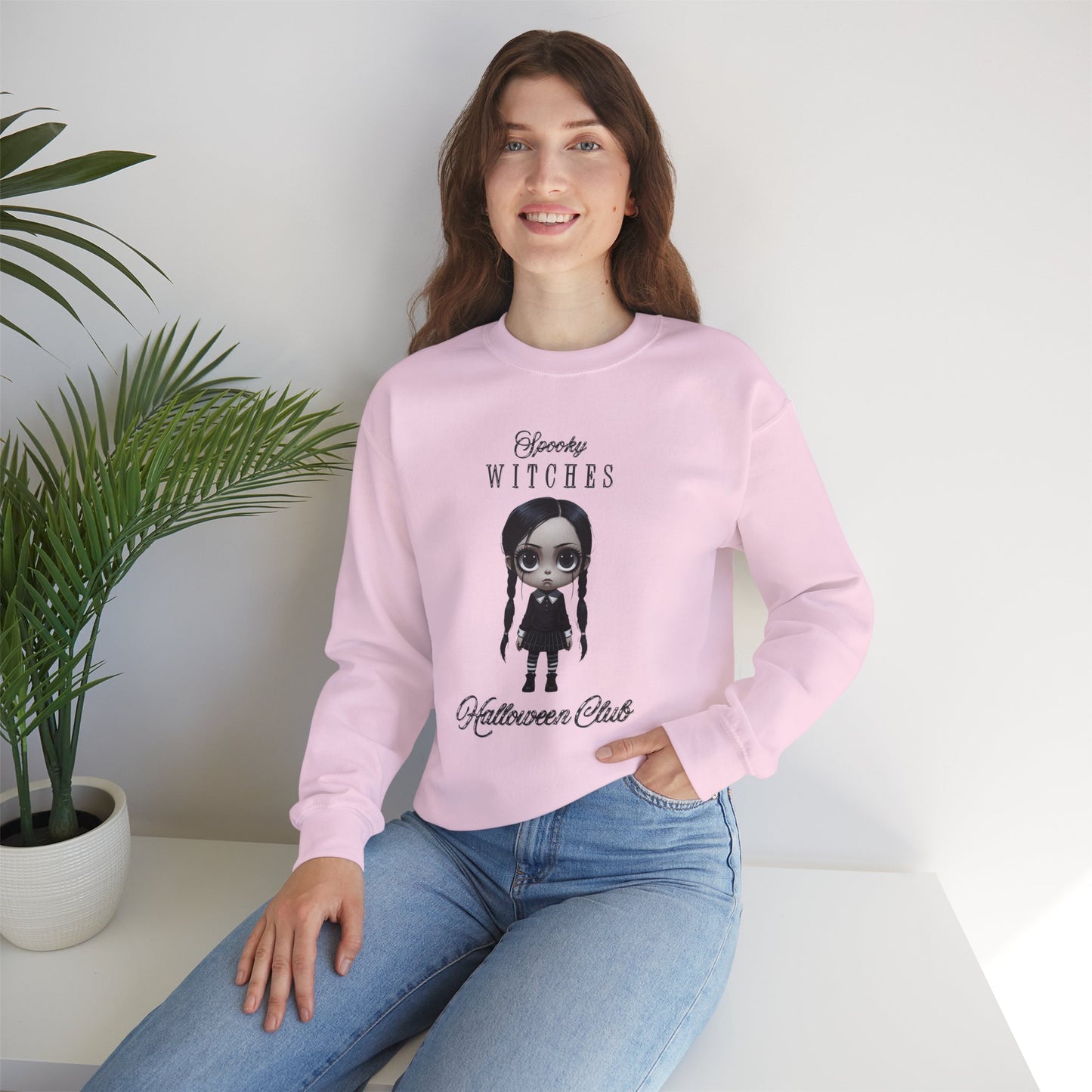 Spooky Witches Halloween Club Sweatshirt, Gothic Witch Pullover, Creepy Cute Wednesday Addams Aesthetic, Gildan 18000, Halloween Costume,