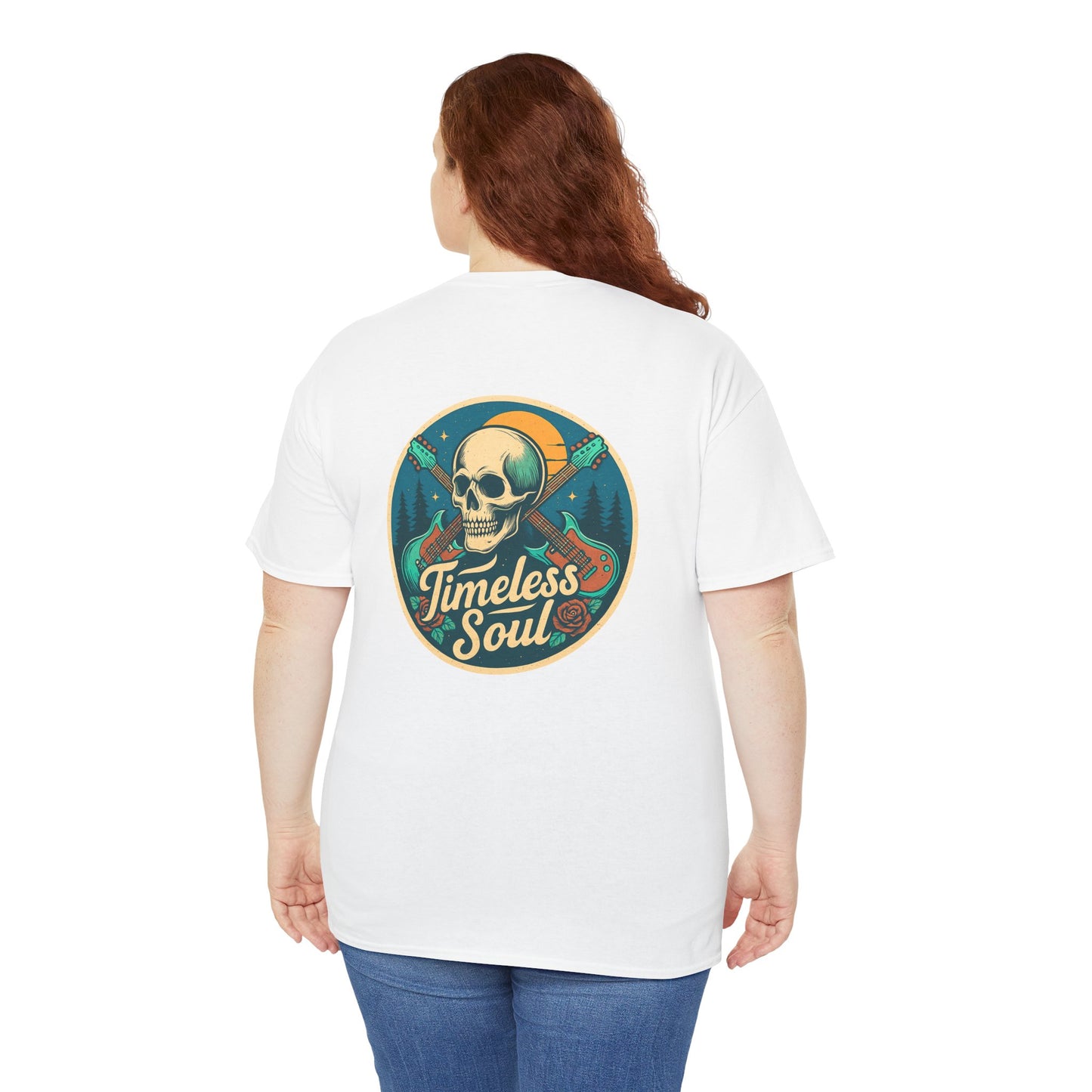 Timeless Soul Rock T-Shirt - Retro Skull and Guitars Graphic Tee, Vintage Rock & Roll Band Shirt, Gothic Music Festival Unisex Top,