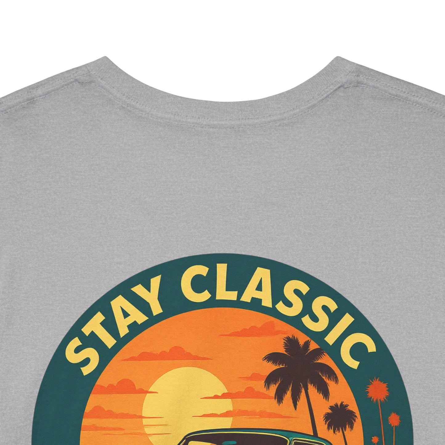 Stay Classic Car T-Shirt | Retro Lowrider Sunset Graphic Tee | Gildan 5000