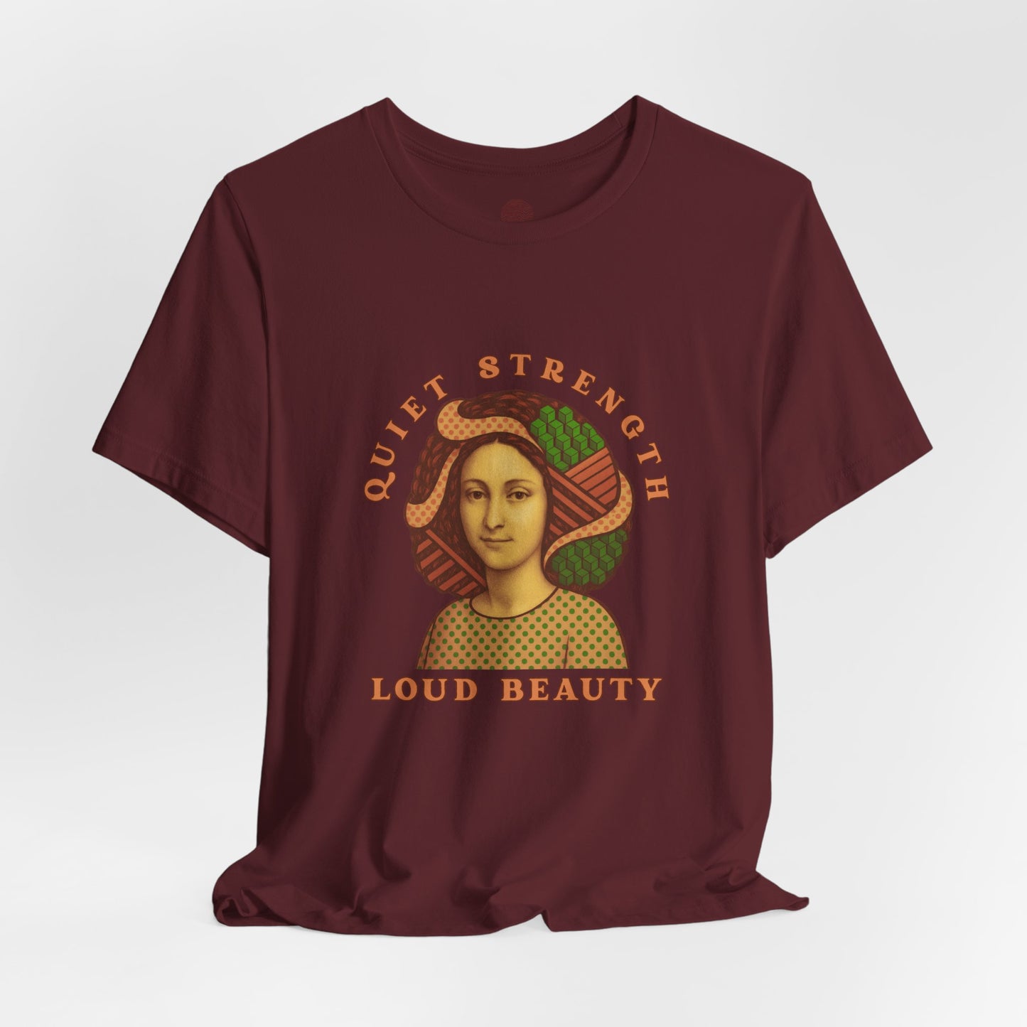 Vintage Retro Quiet Strength Loud Beauty Graphic T-Shirt - Unisex Jersey Tee, Feminine Power Art Shirt, Bella+Canvas 3001, Aesthetic Top