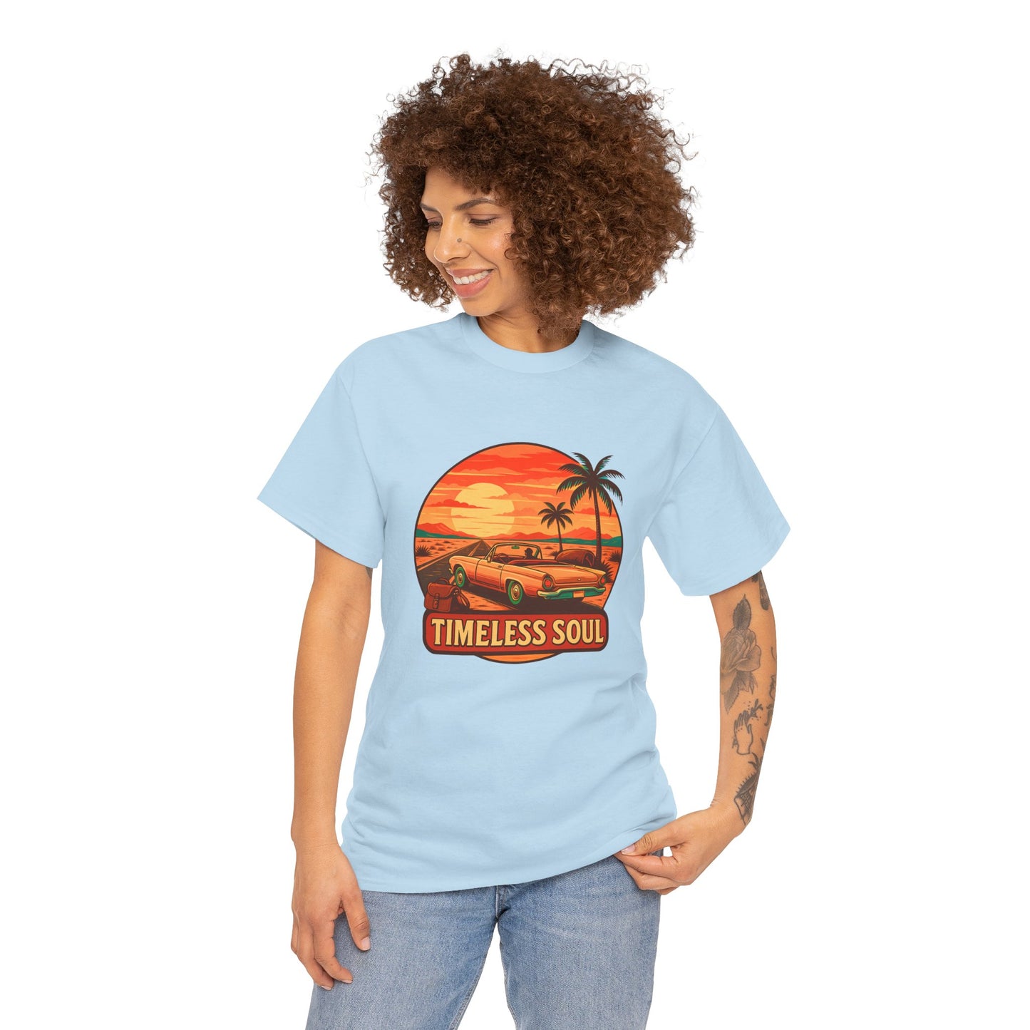 Timeless Soul Road Trip T-Shirt, Retro Sunset Unisex Tee, Vintage Palm Tree Graphic Shirt