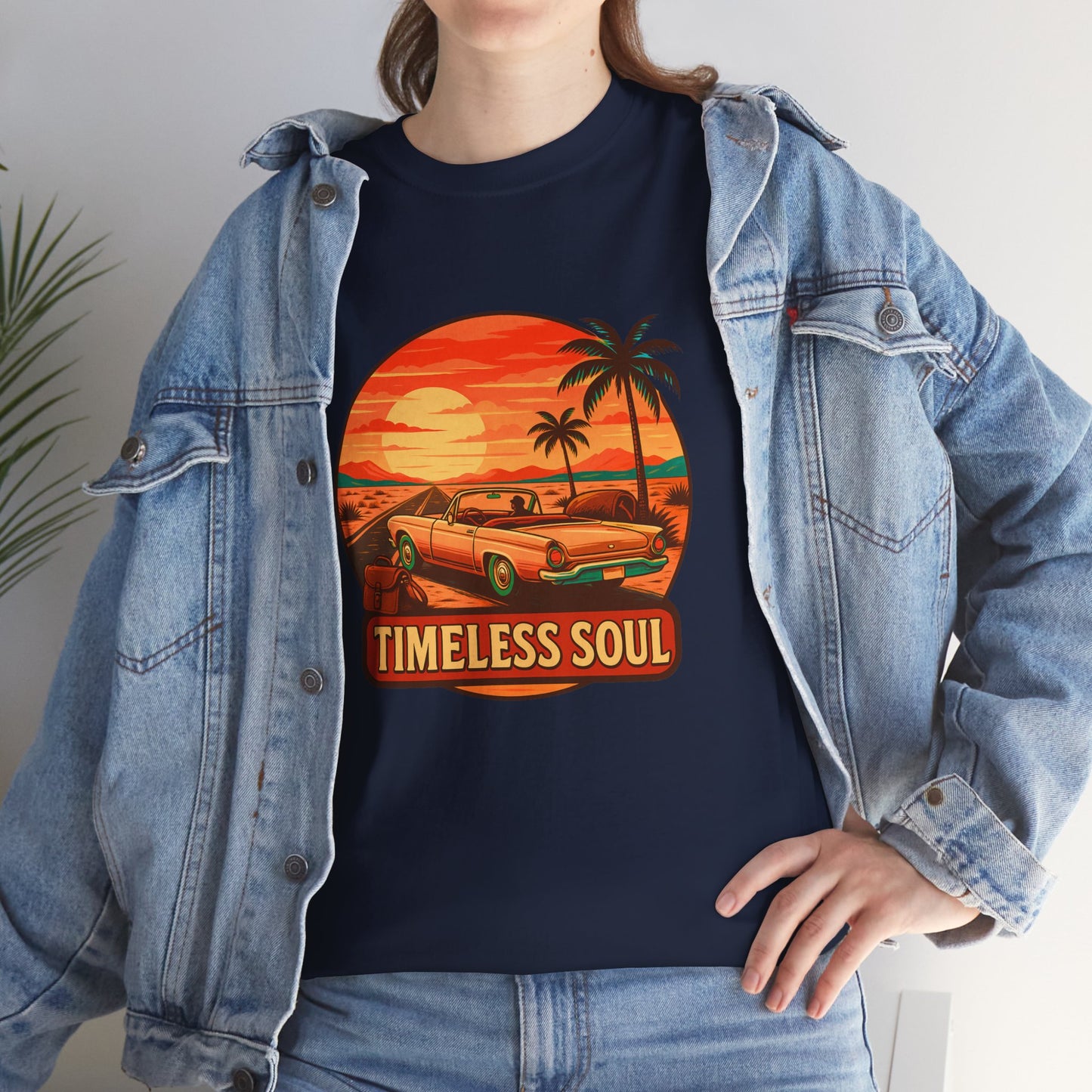 Timeless Soul Road Trip T-Shirt, Retro Sunset Unisex Tee, Vintage Palm Tree Graphic Shirt