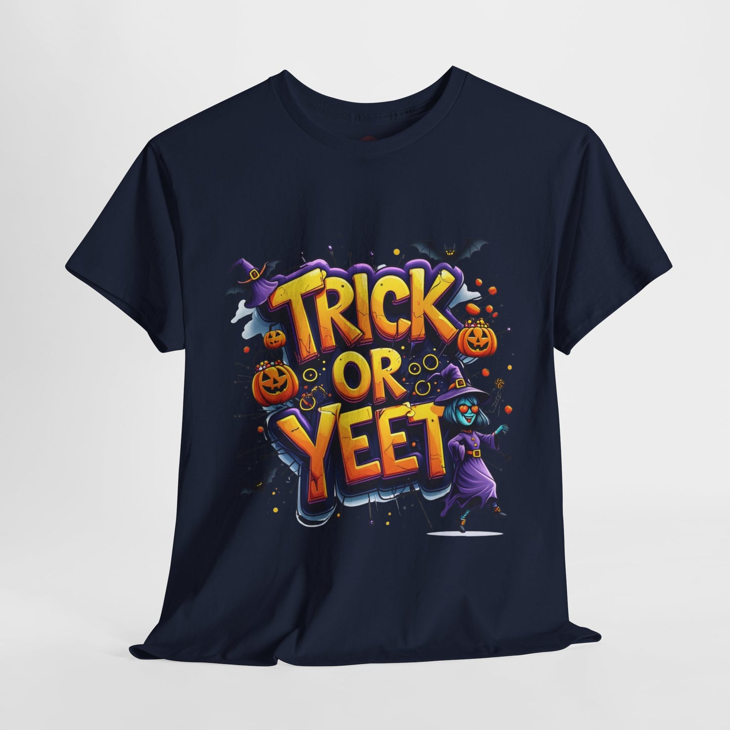 Trick or Yeet Halloween Shirt | Funny Witch Pumpkin Graphic Tee | Spooky Unisex Costume T-Shirt | Trendy Halloween Party Top
