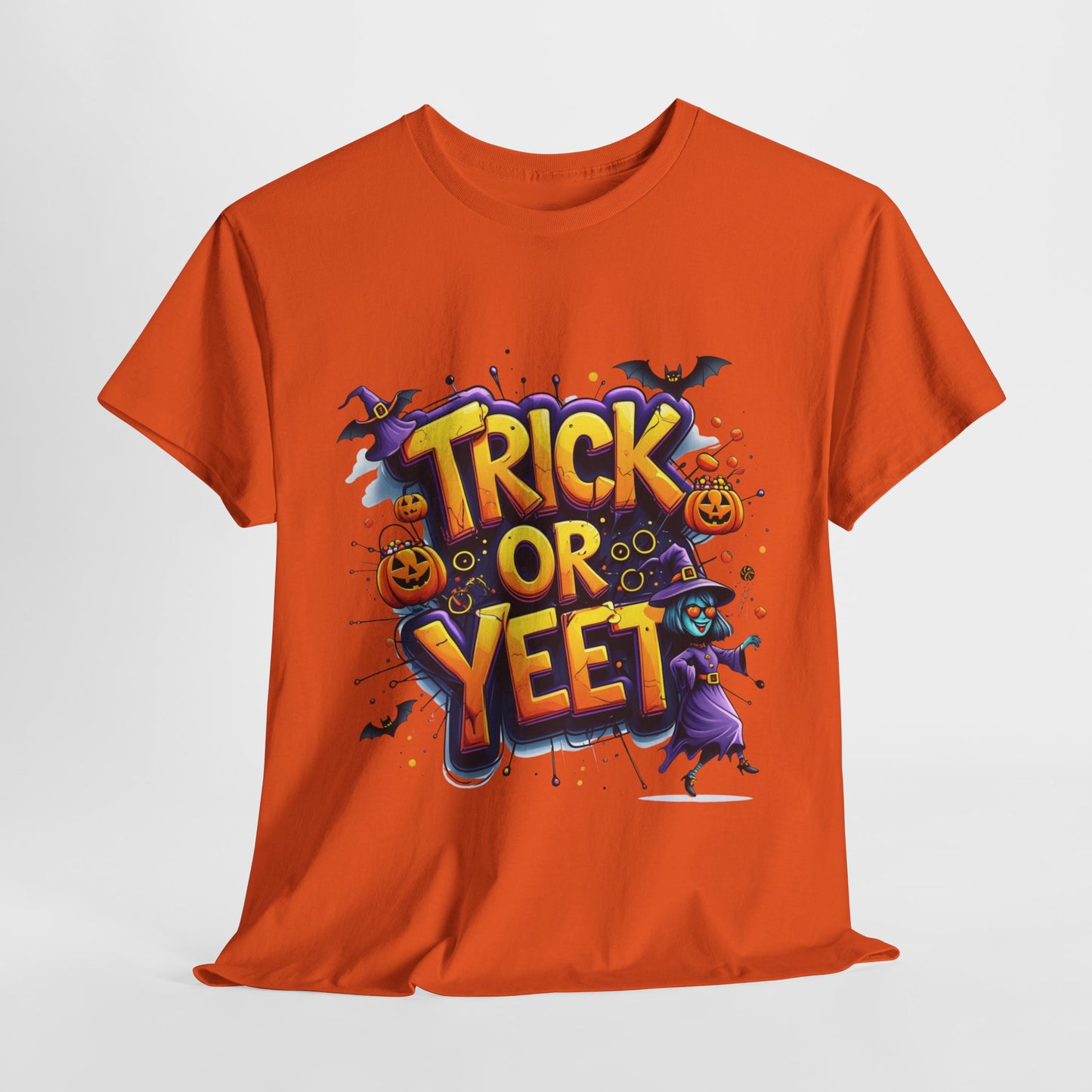 Trick or Yeet Halloween Shirt | Funny Witch Pumpkin Graphic Tee | Spooky Unisex Costume T-Shirt | Trendy Halloween Party Top
